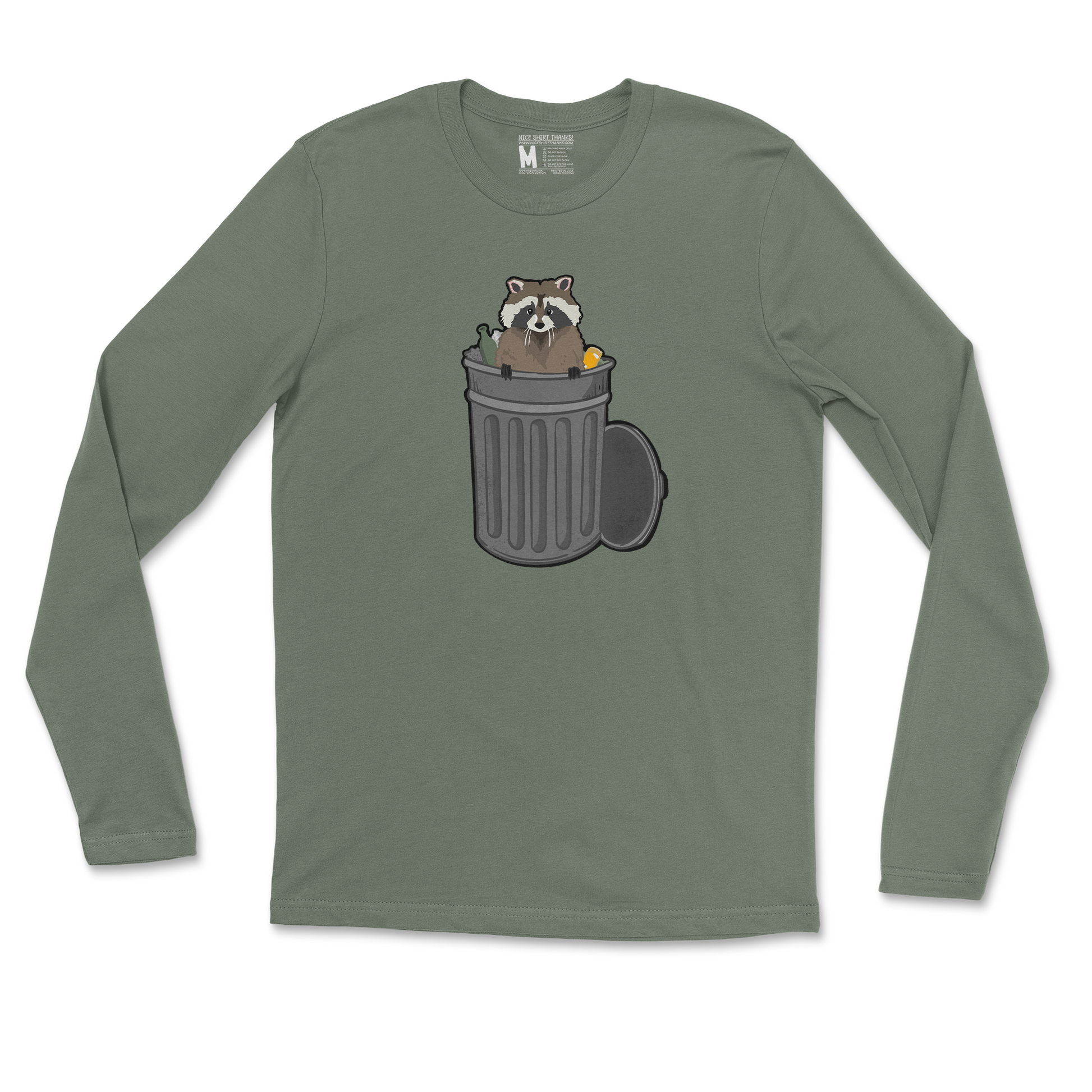 Gildan SoftStyle Long Sleeve Trash Panda Enthusiast in Military Green