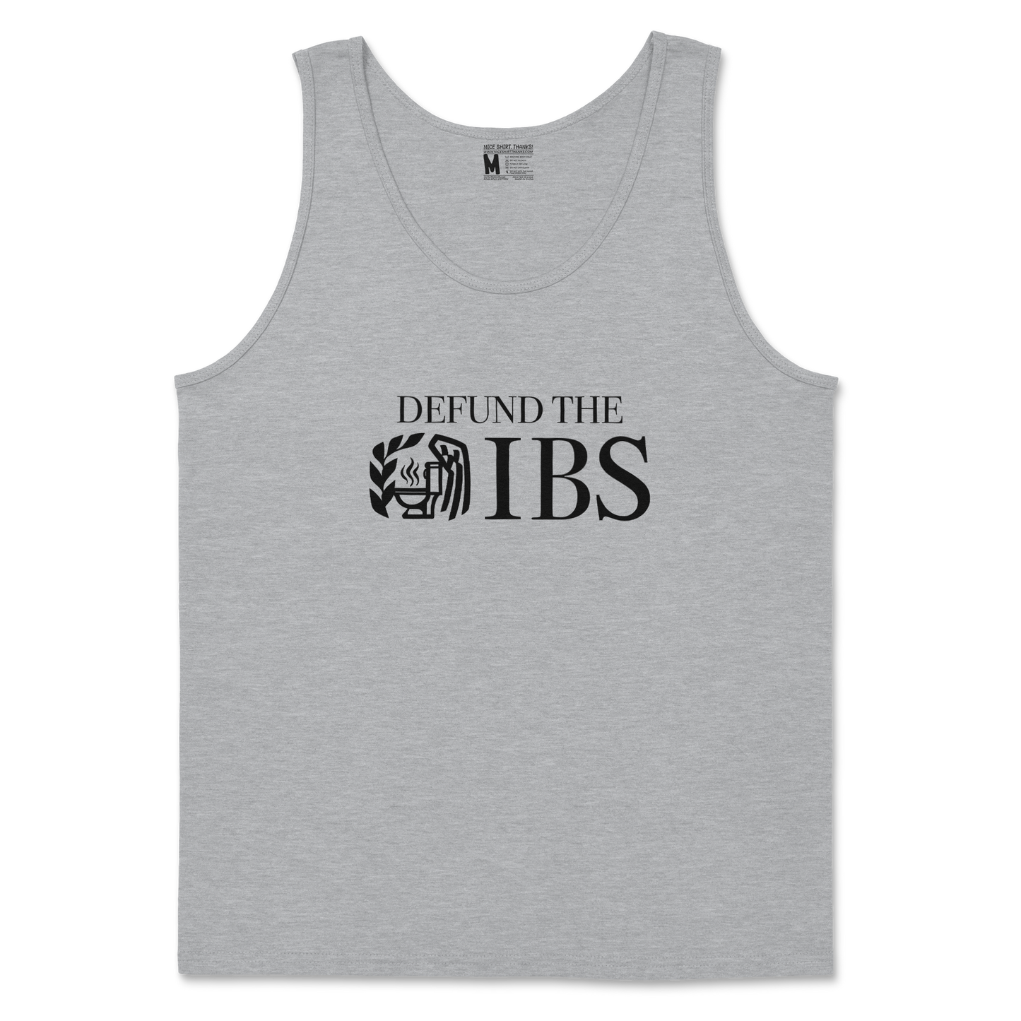 Gildan SoftStyle Tank Top Defund The IBS in Sports Grey