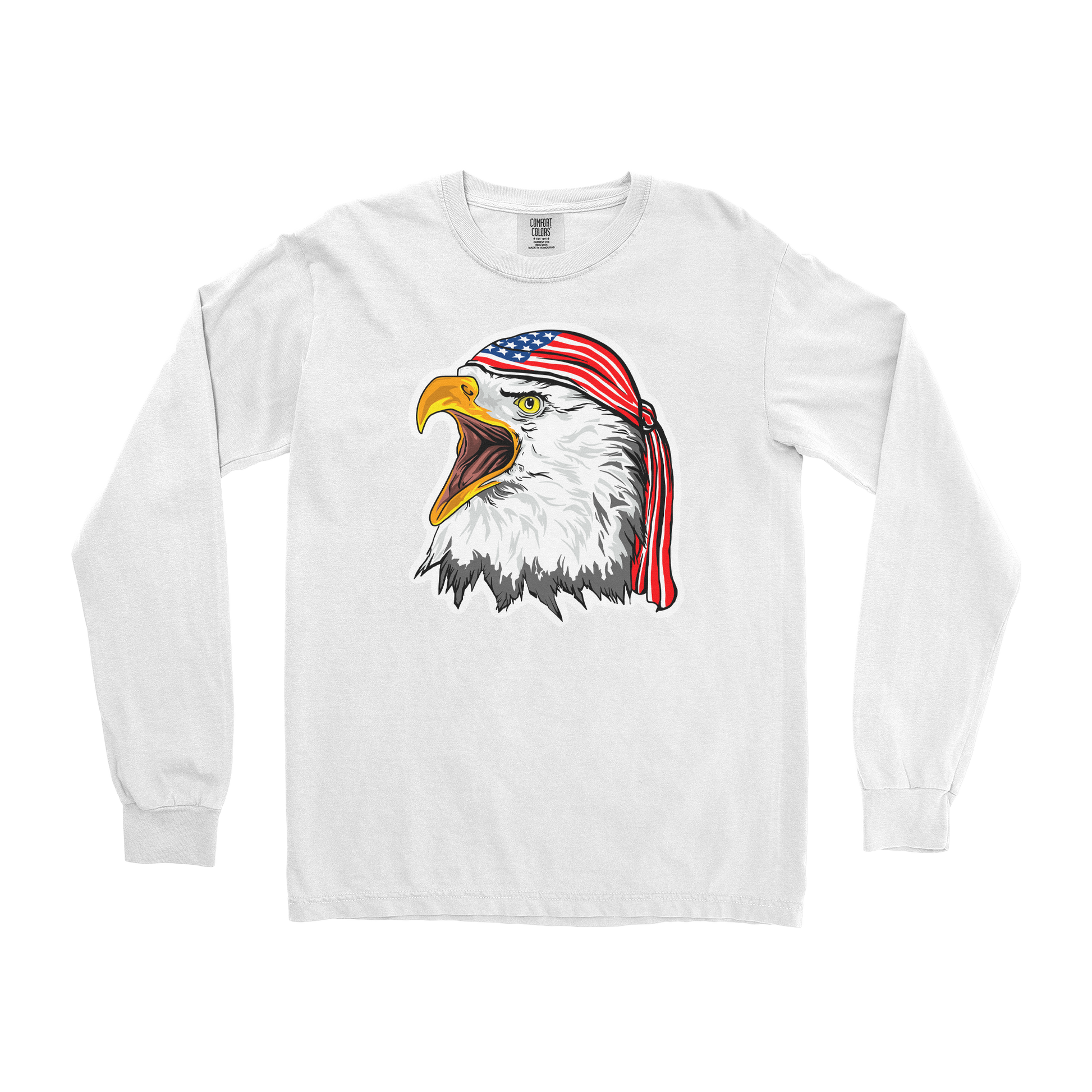 Comfort Colors Long Sleeve Freedom Eagle in White