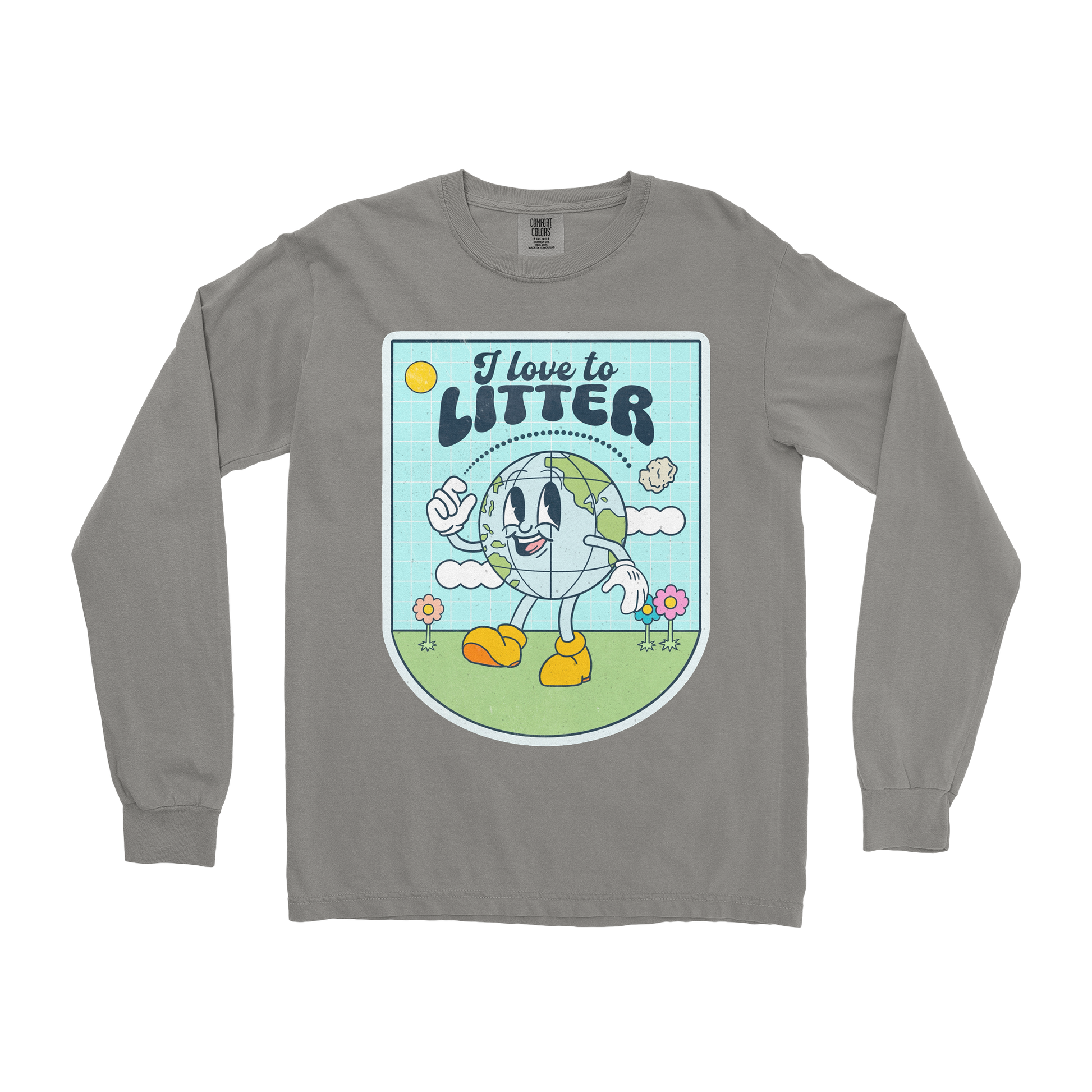 Comfort Colors Long Sleeve Earth Day in Grey