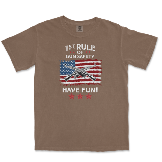 Comfort Colors T-Shirt 1st Rule of Gun Safety in Espresso