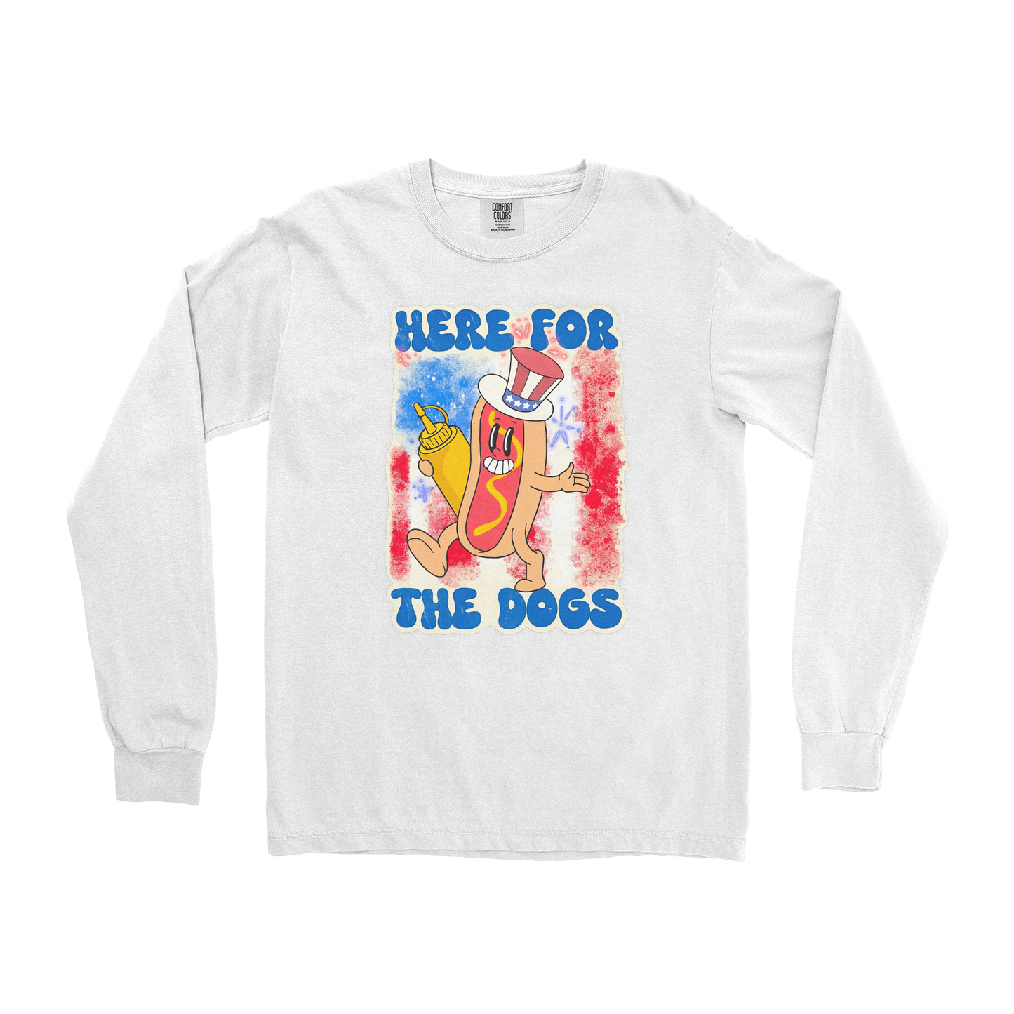 Comfort Colors Long Sleeve Hot Dog in White