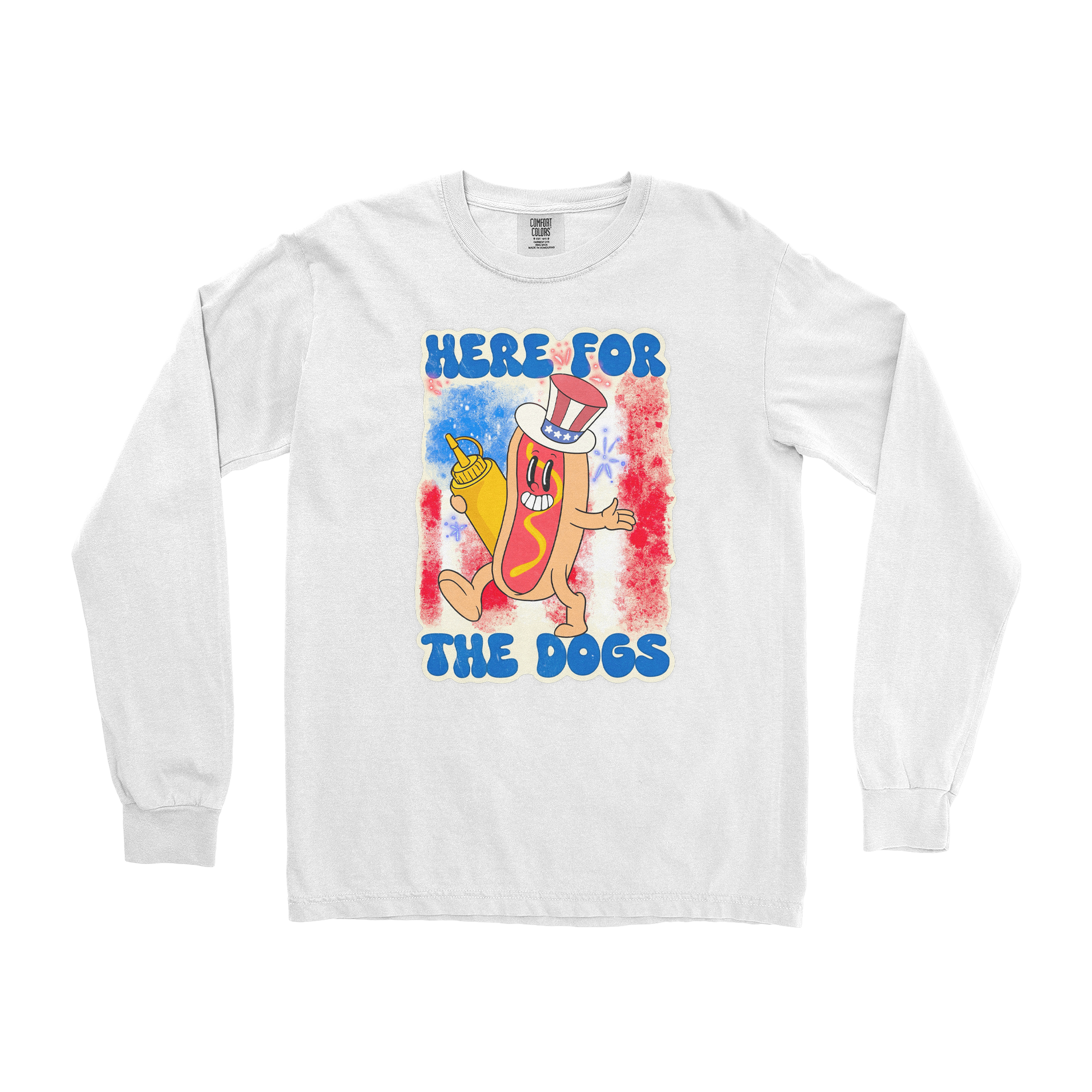 Comfort Colors Long Sleeve Hot Dog in White