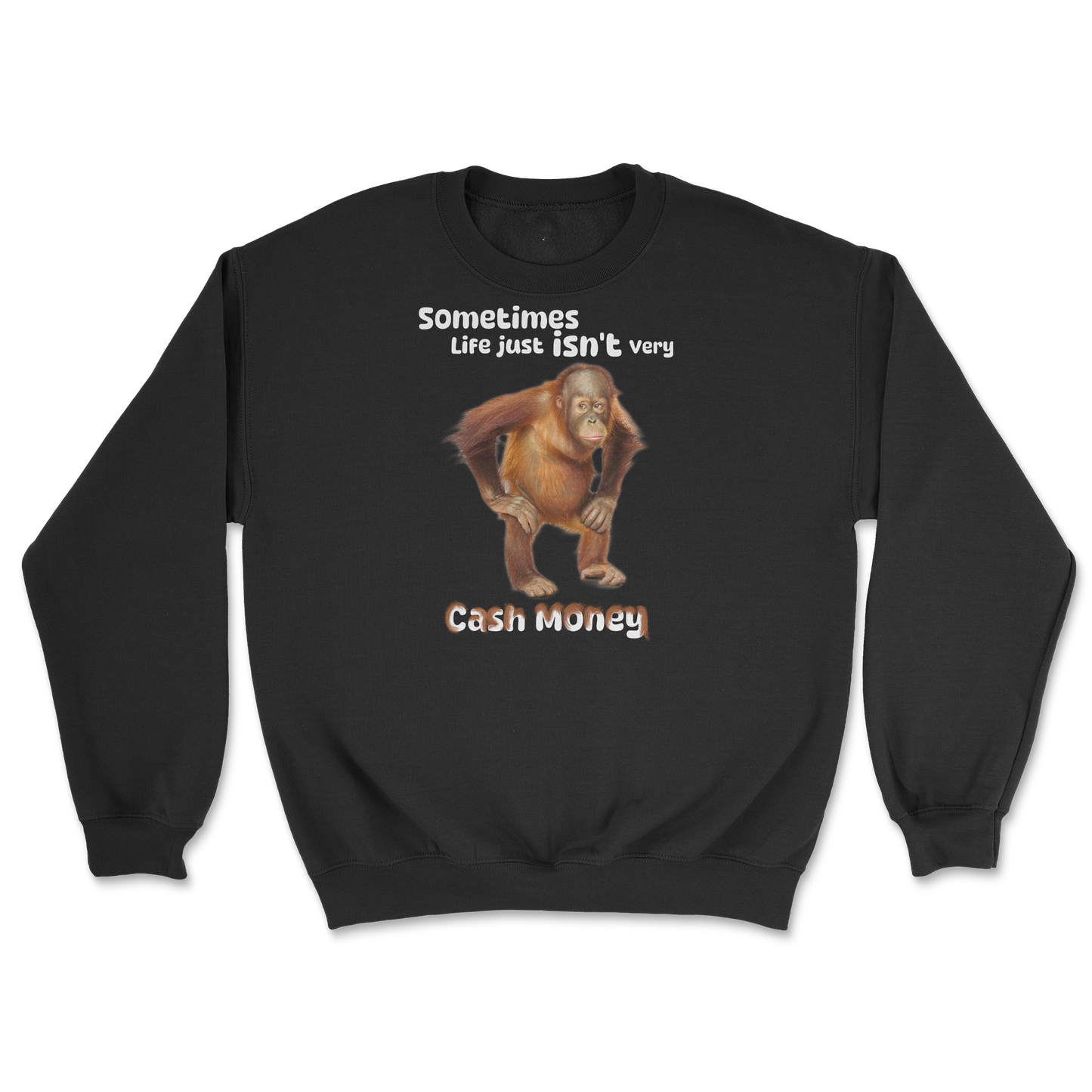 Gildan SoftStyle Crew Neck Cash Money Monkey  in Black