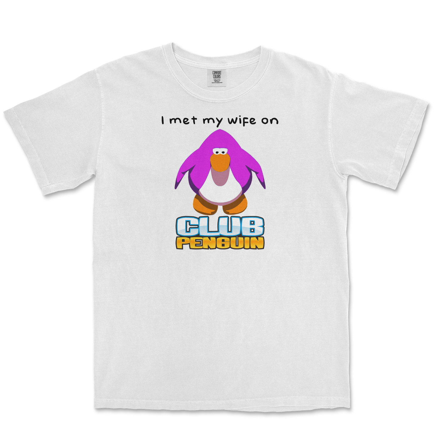 Comfort Colors T-Shirt Club Penguin Wife  in White