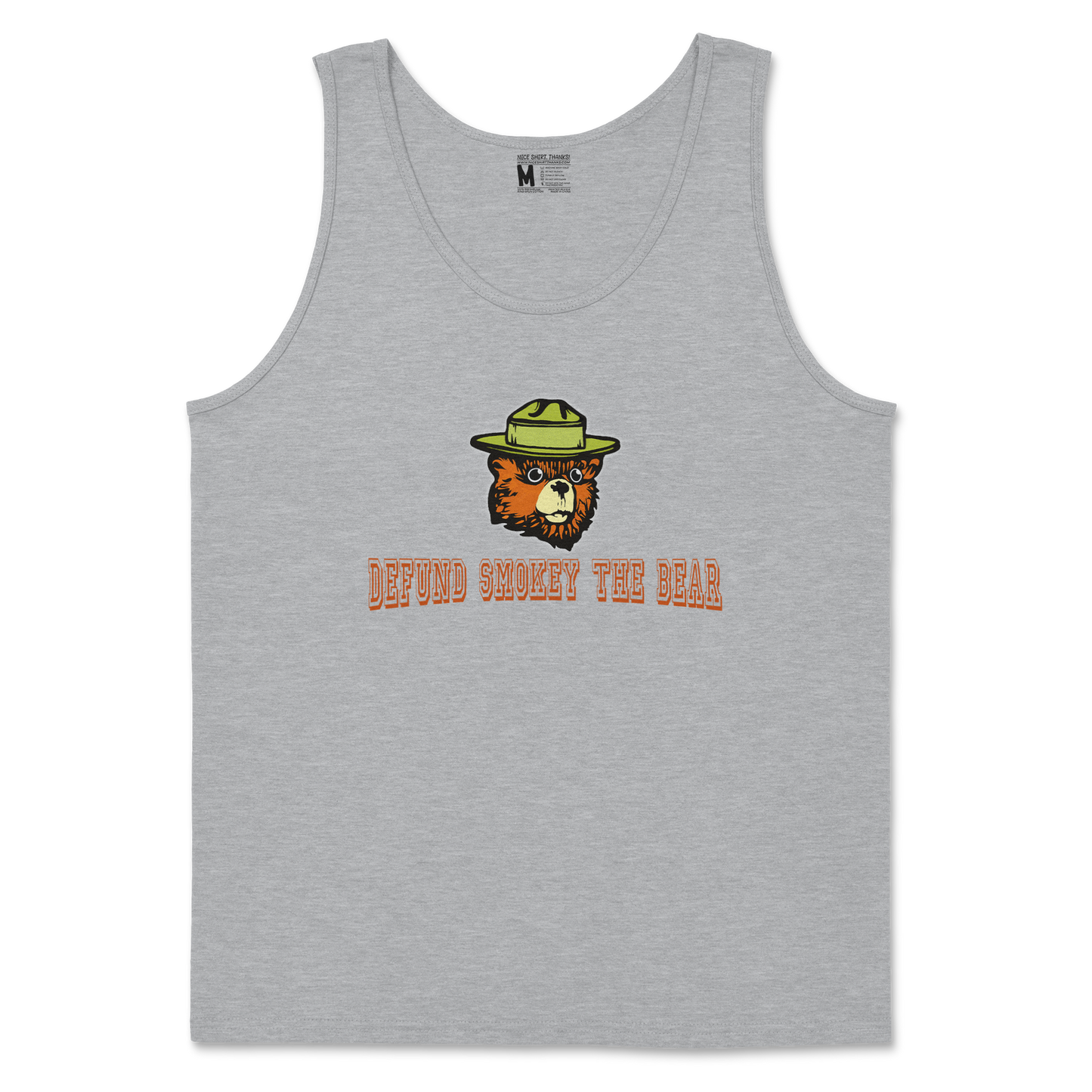 Heavy Blend Tank Top Defund Smokey Bear in Sports Grey