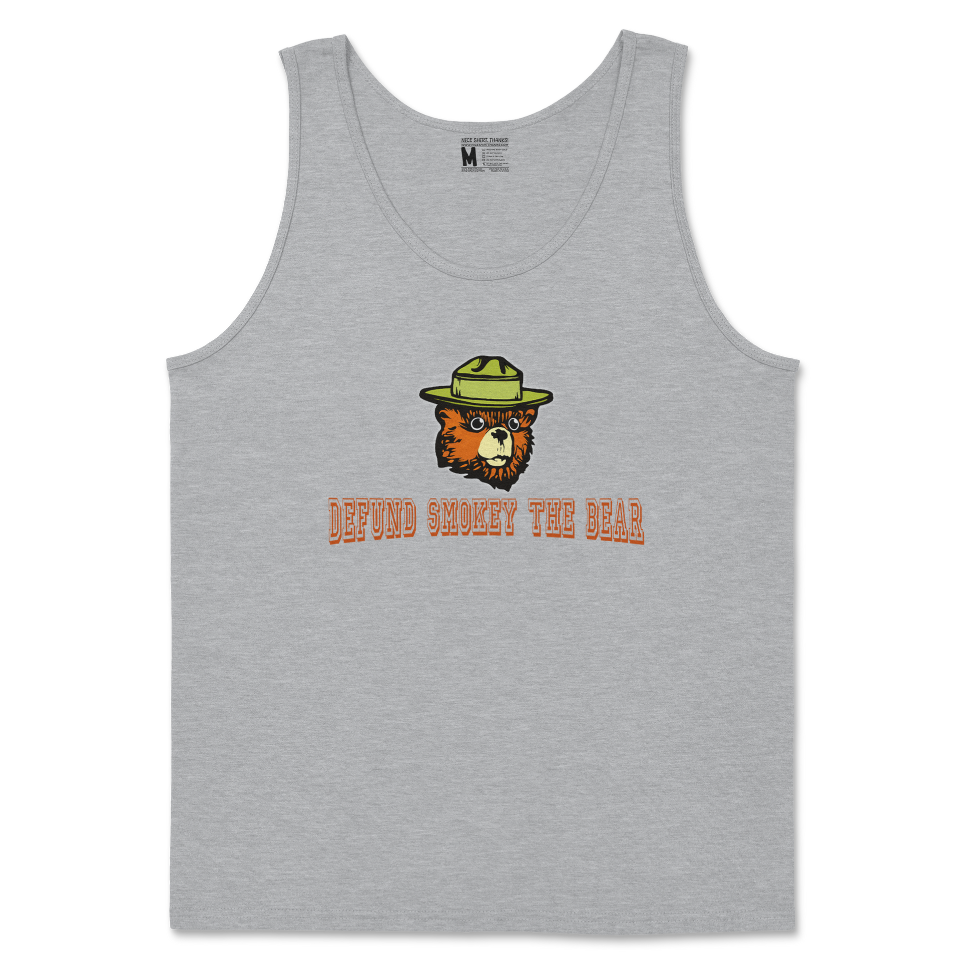 Heavy Blend Tank Top Defund Smokey Bear in Sports Grey
