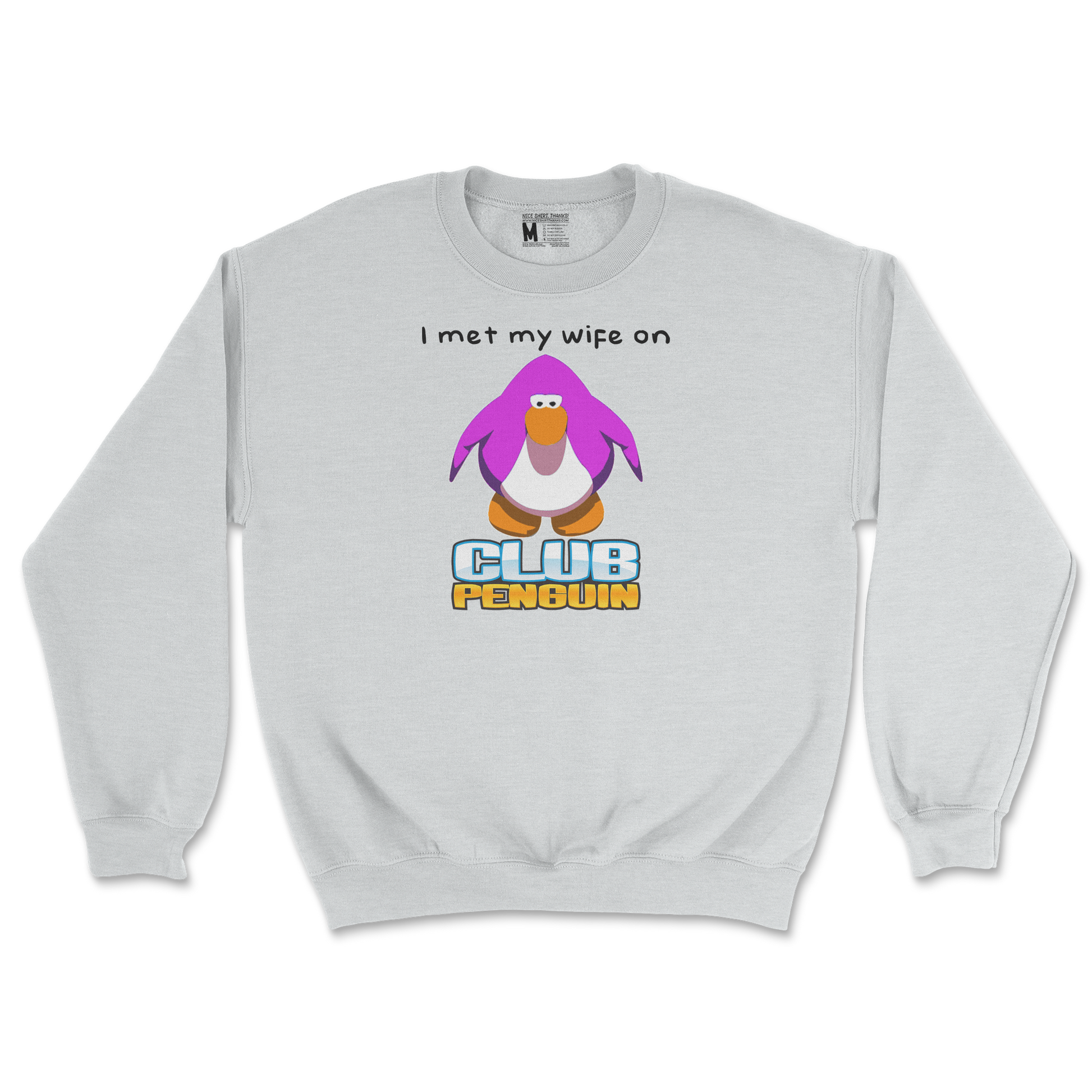 Gildan SoftStyle Crew Neck Club Penguin Wife  in Sports-Grey