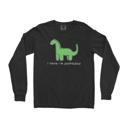 Comfort Colors Long Sleeve Depressed Dino  in Black