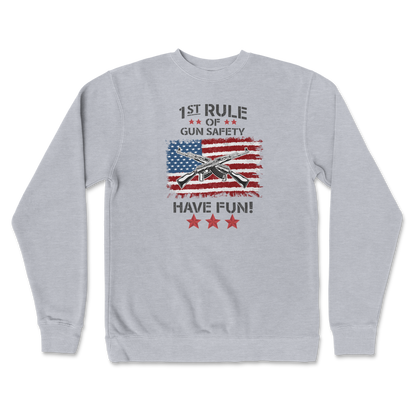 Independent Clothing Co. Crew Neck 1st Rule of Gun Safety in GreyHeather