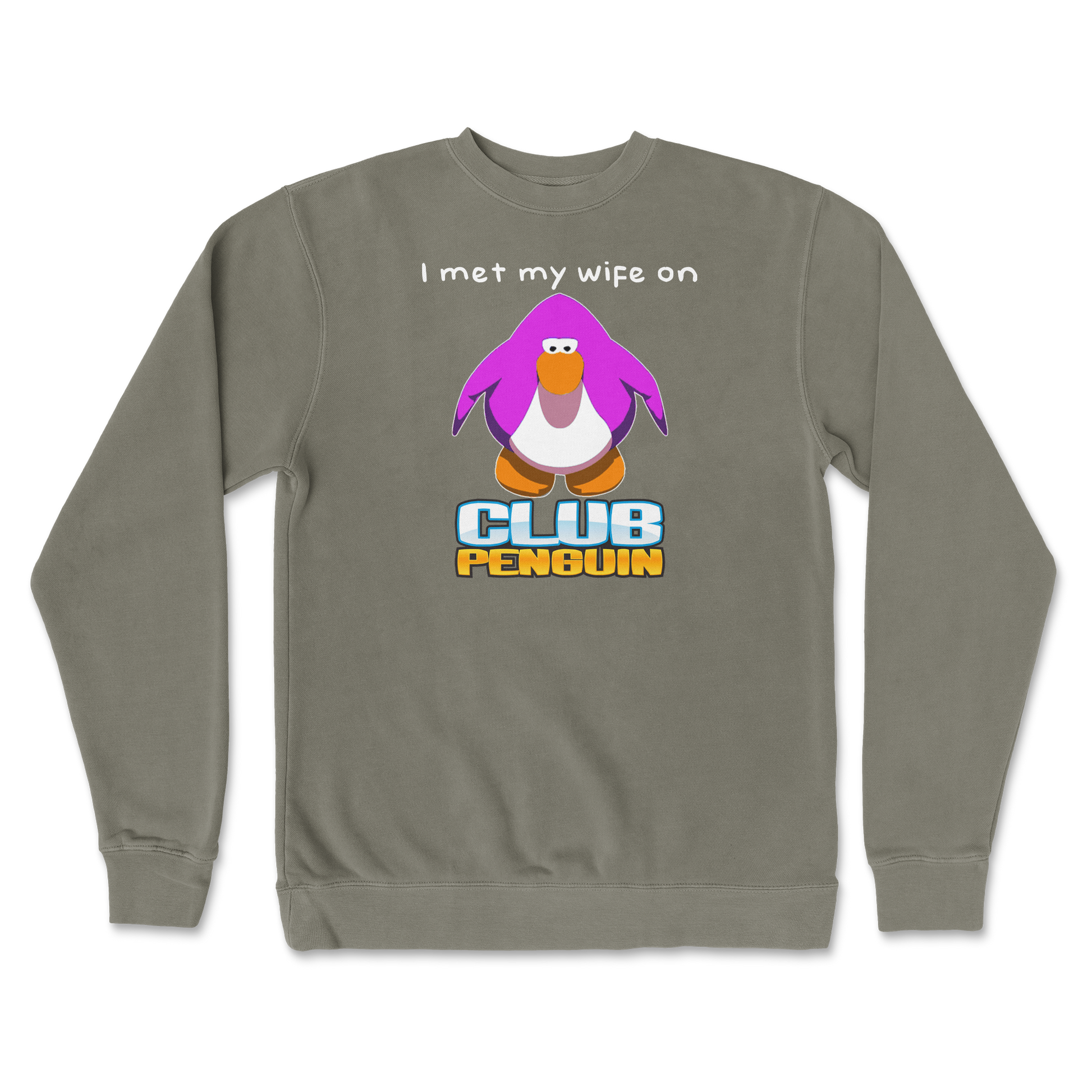 Independent Clothing Co. Crew Neck Club Penguin Wife  in Army