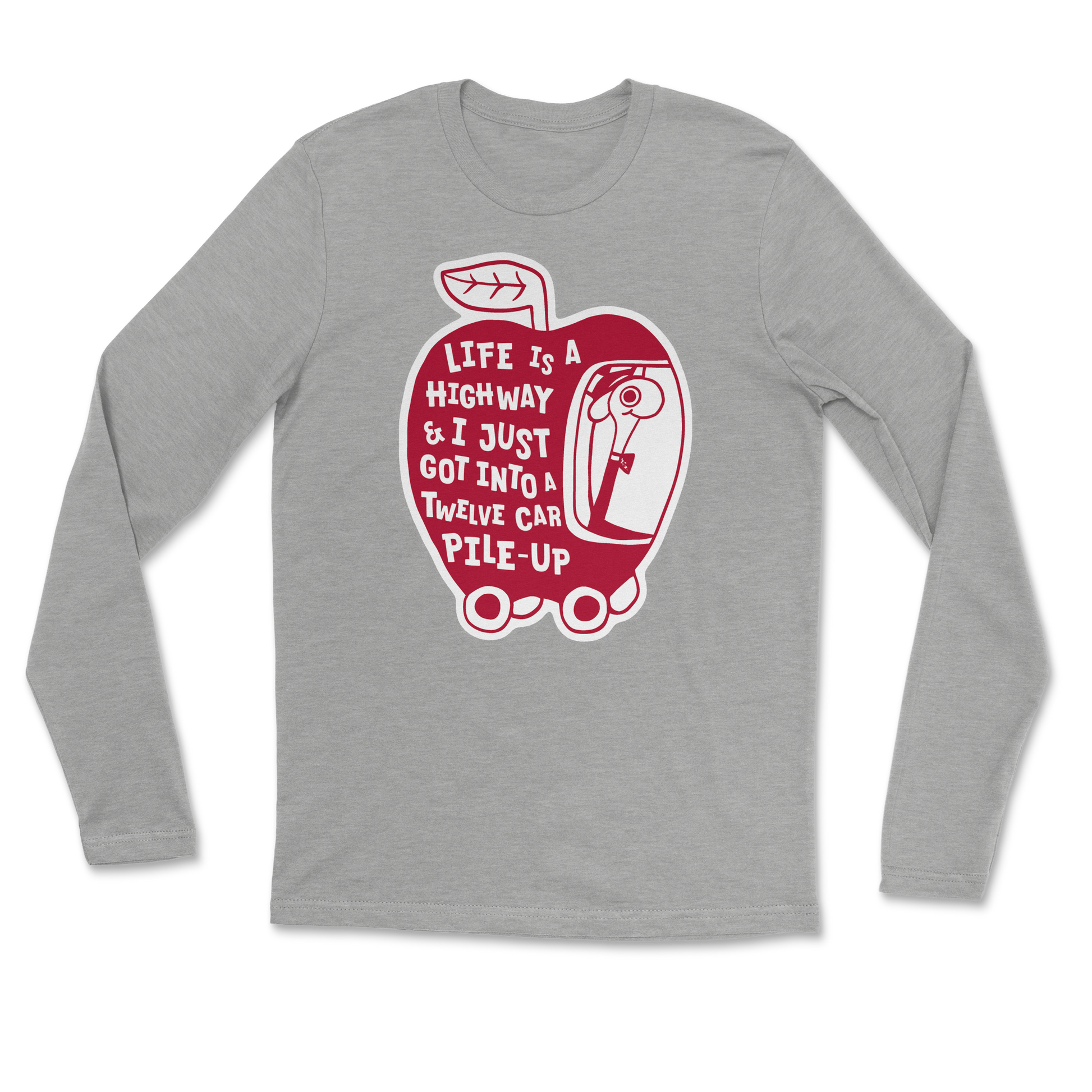 The Nice Shirt Long Sleeve Life Is A Highway  in Grey-Heather