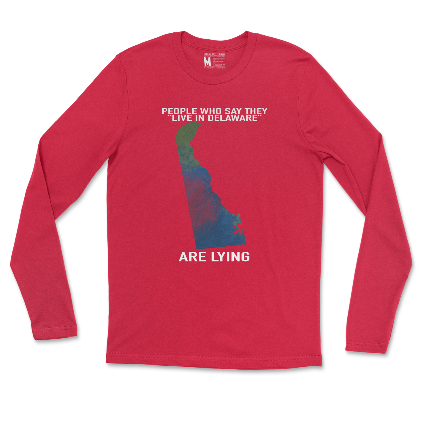 Gildan SoftStyle Long Sleeve Delaware Doesnt Exist in Red