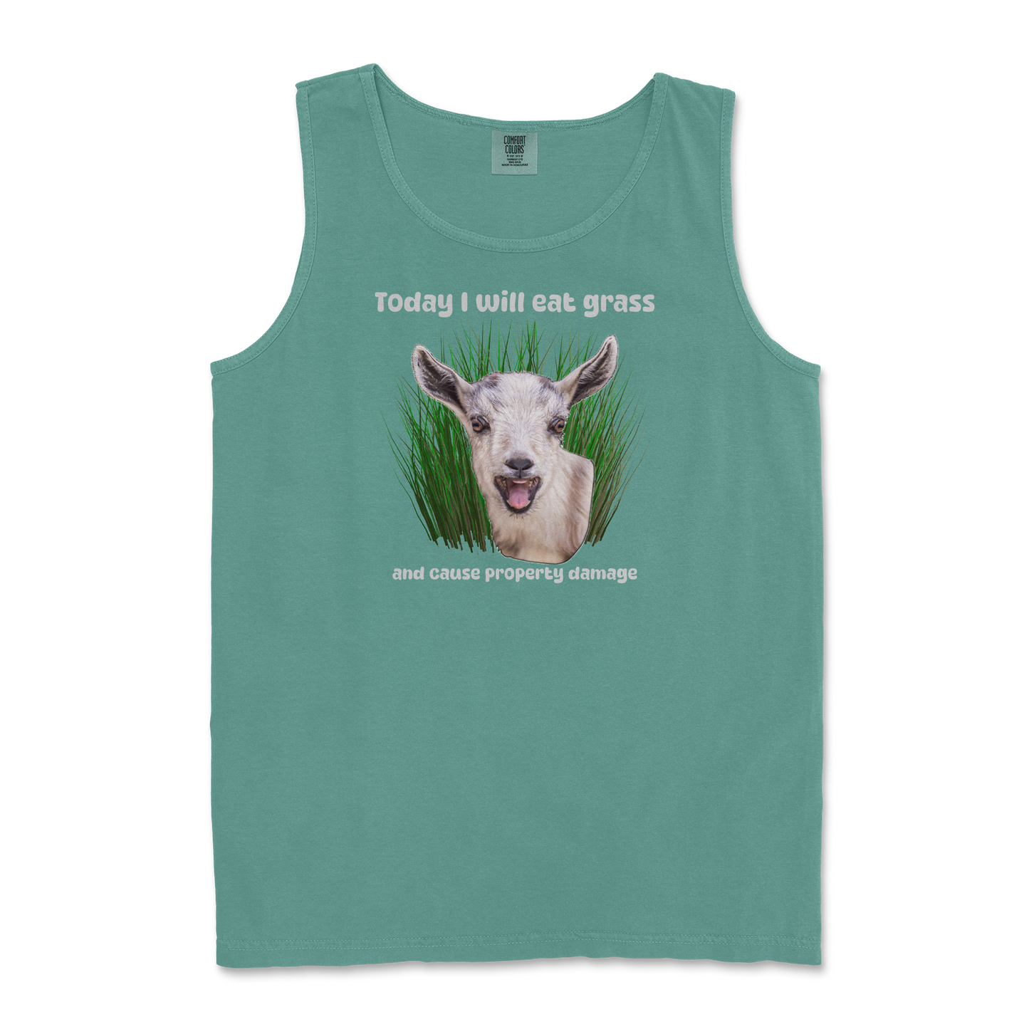 Comfort Colors Tank Top Crazy Goat  in Light-Green