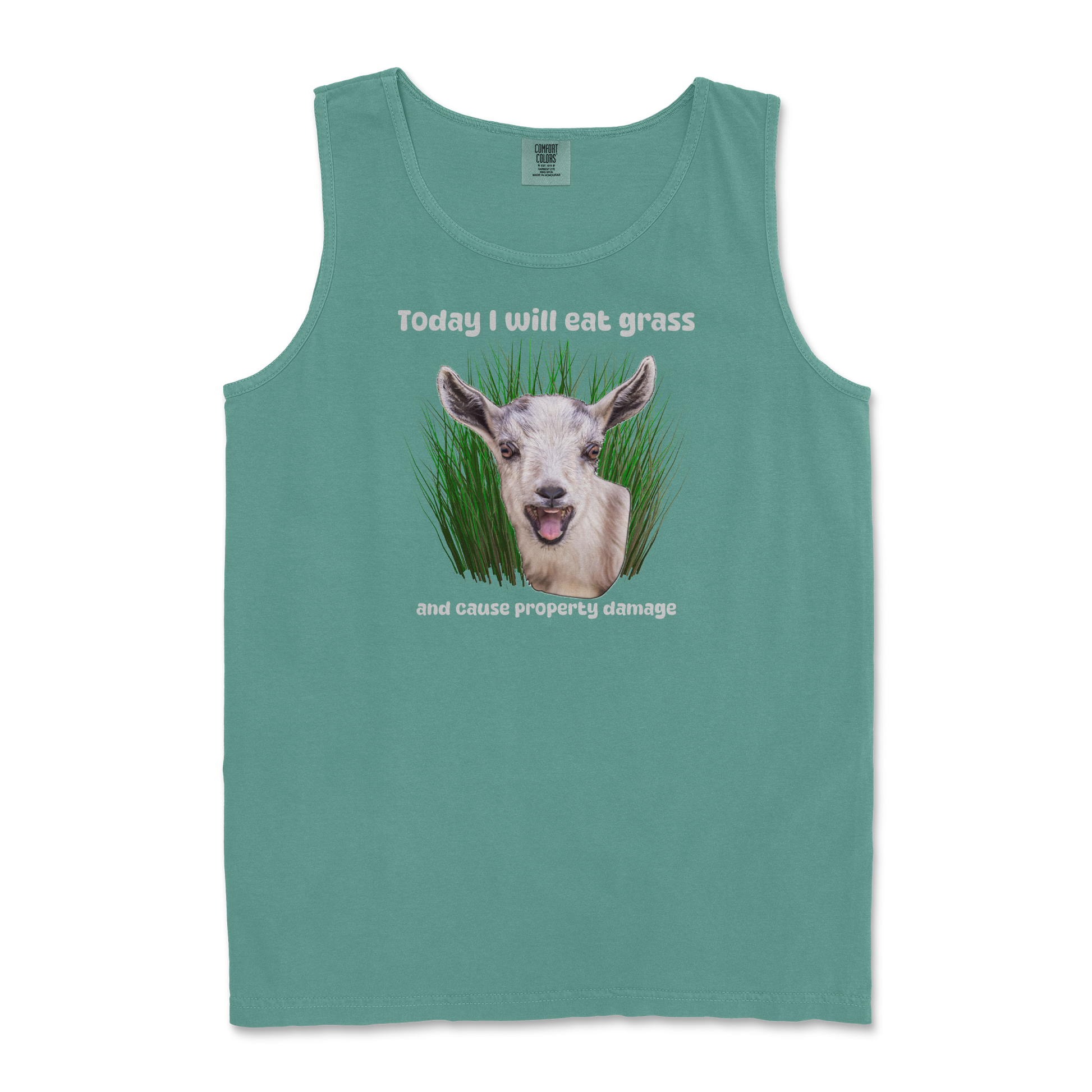 Comfort Colors Tank Top Crazy Goat  in Light-Green