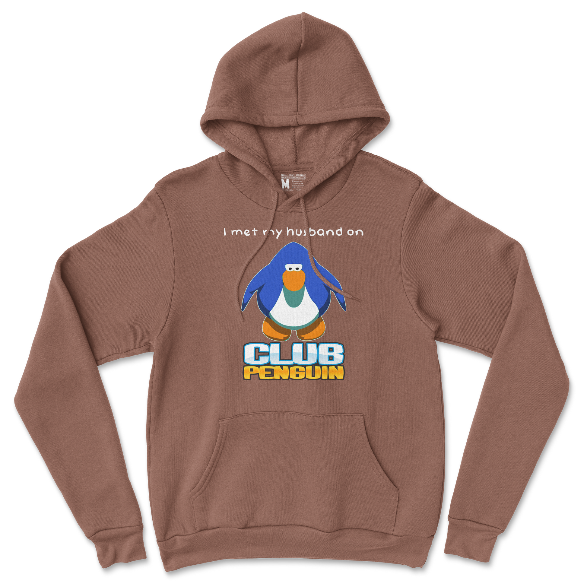 Gildan SoftStyle Hoodie Club Penguin Husband  in Cocoa