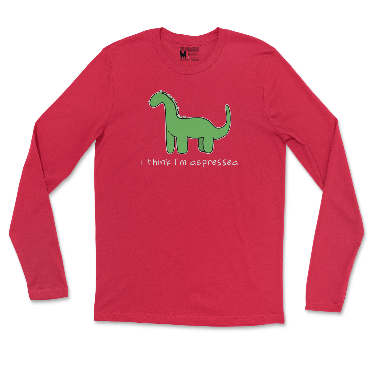 Gildan SoftStyle Long Sleeve Depressed Dino  in Red