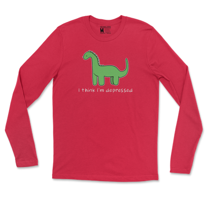 Gildan SoftStyle Long Sleeve Depressed Dino  in Red