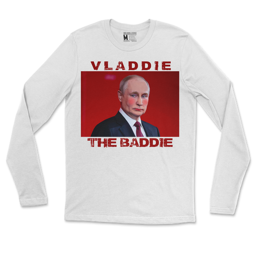 Gildan SoftStyle Long Sleeve Vladdie The Baddie in White