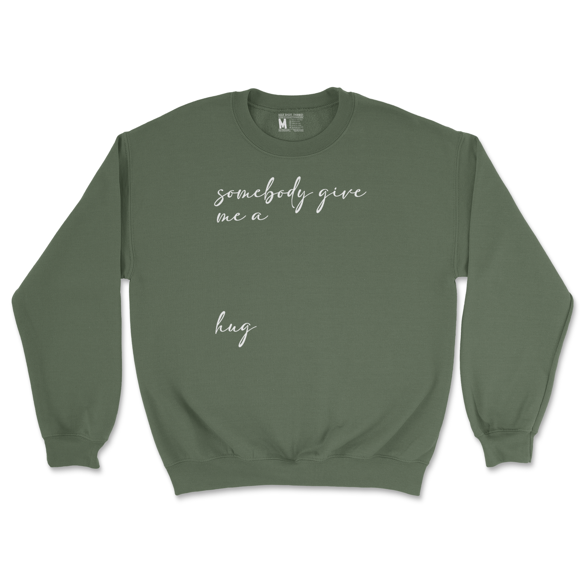 Gildan SoftStyle Crew Neck Hug Me in Military Green