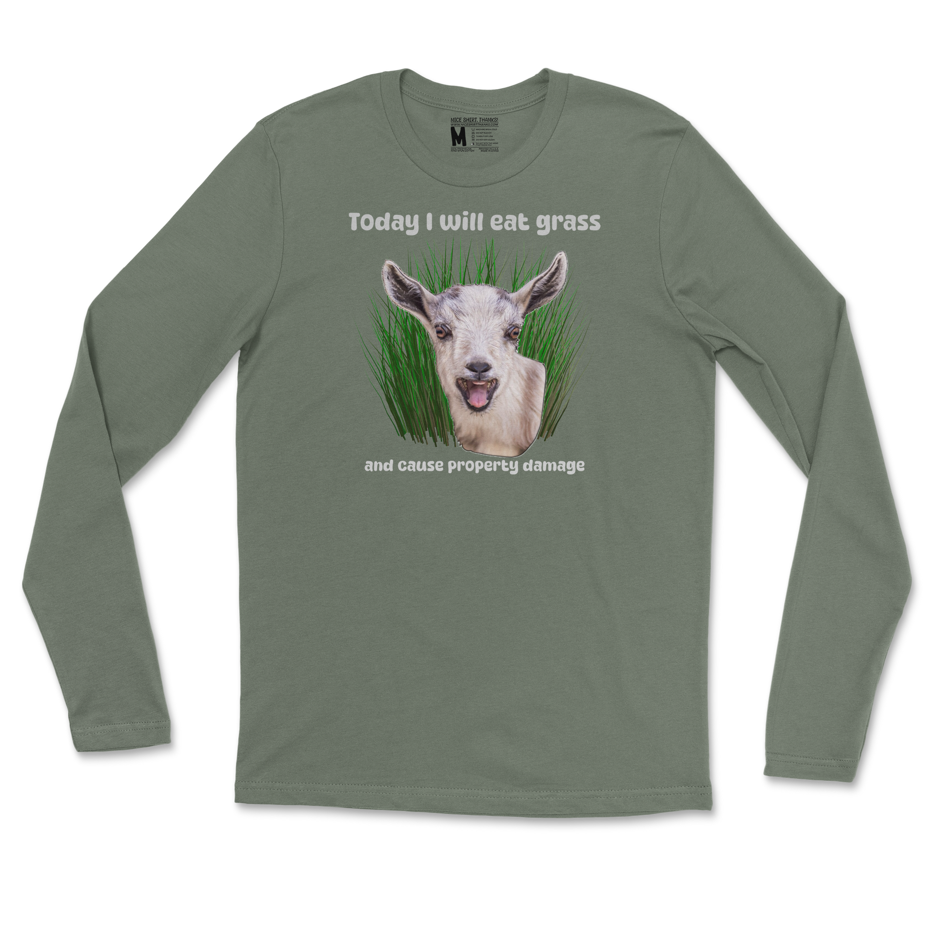 Gildan SoftStyle Long Sleeve Crazy Goat  in Military-Green