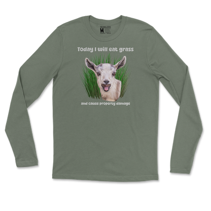 Gildan SoftStyle Long Sleeve Crazy Goat  in Military-Green