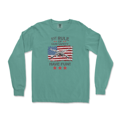 Comfort Colors Long Sleeve 1st Rule of Gun Safety in LightGreen