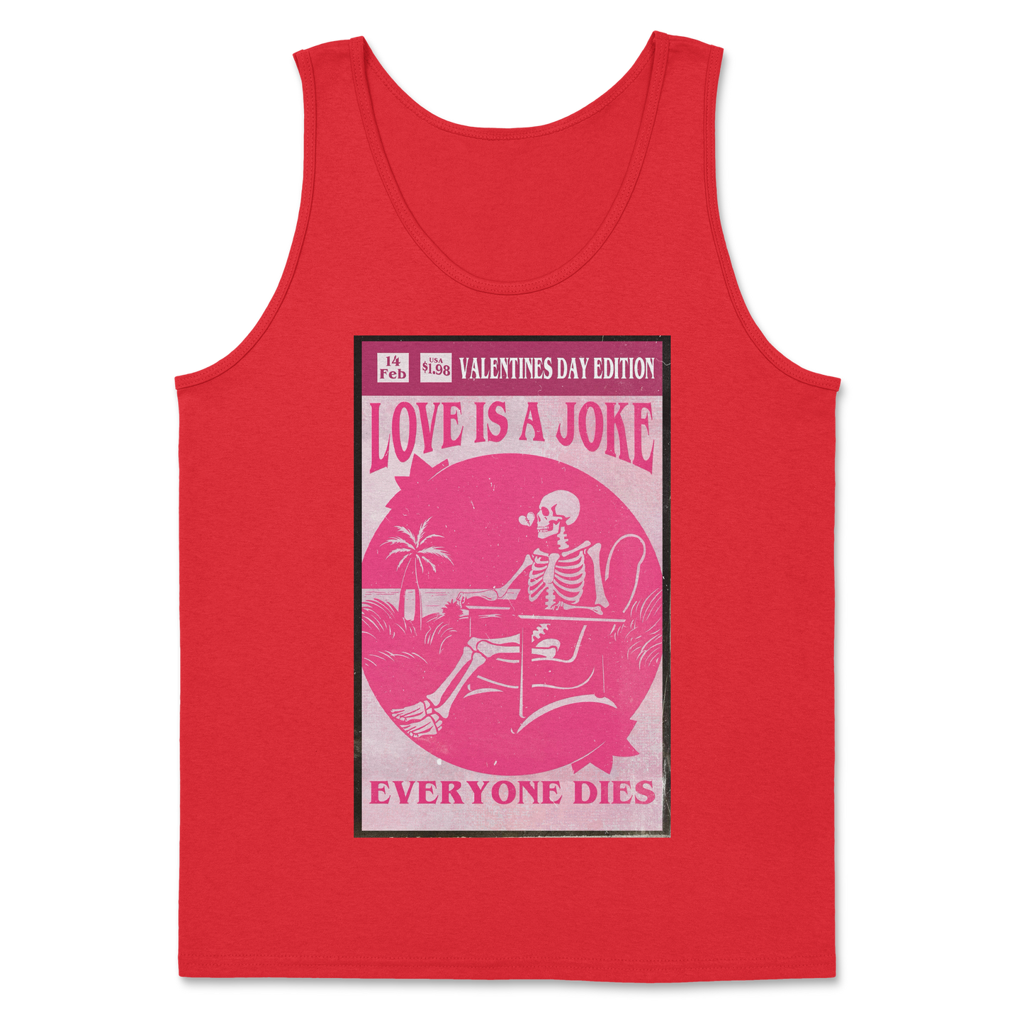 The Nice Shirt Tank Top Love Is A Joke in Red