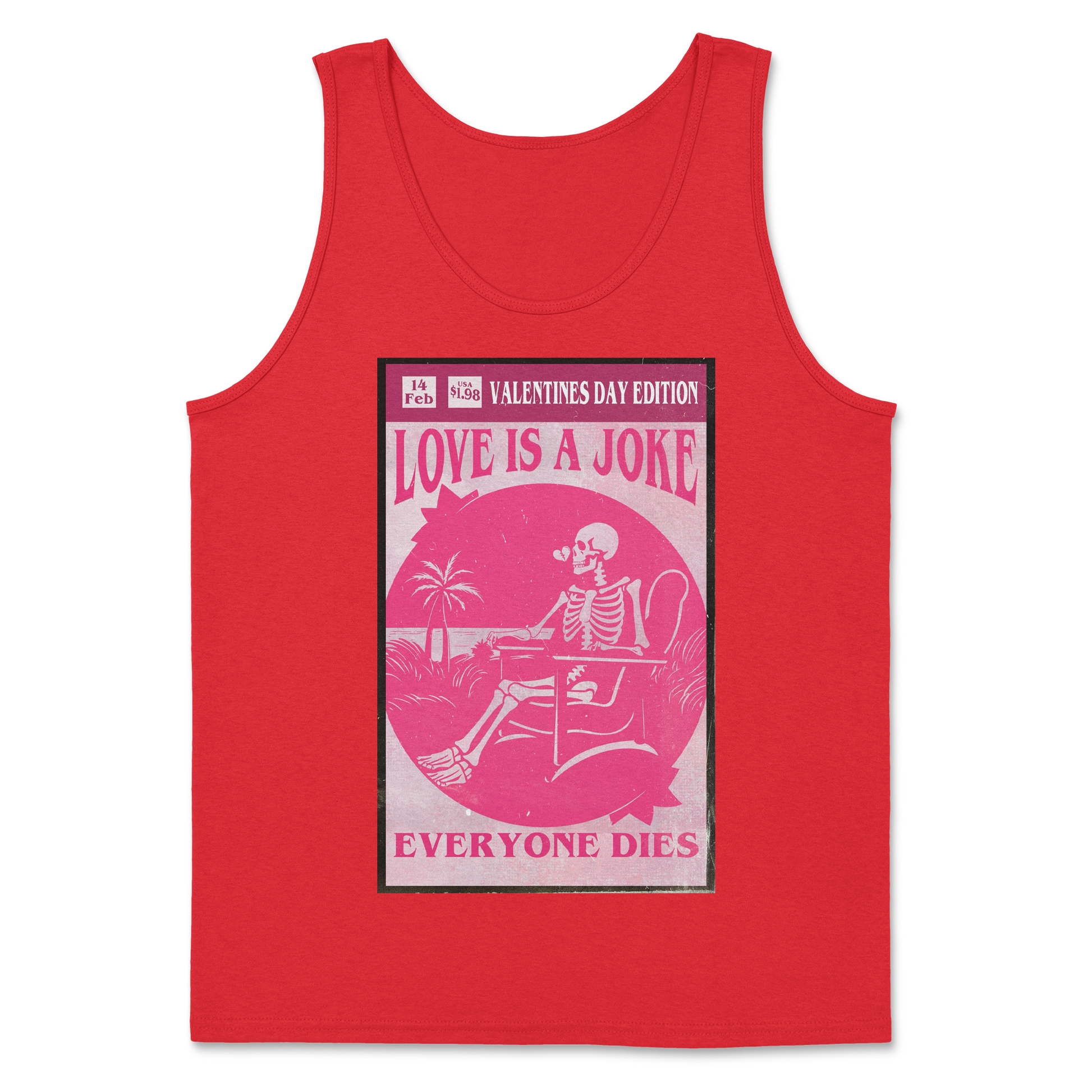 The Nice Shirt Tank Top Love Is A Joke in Red