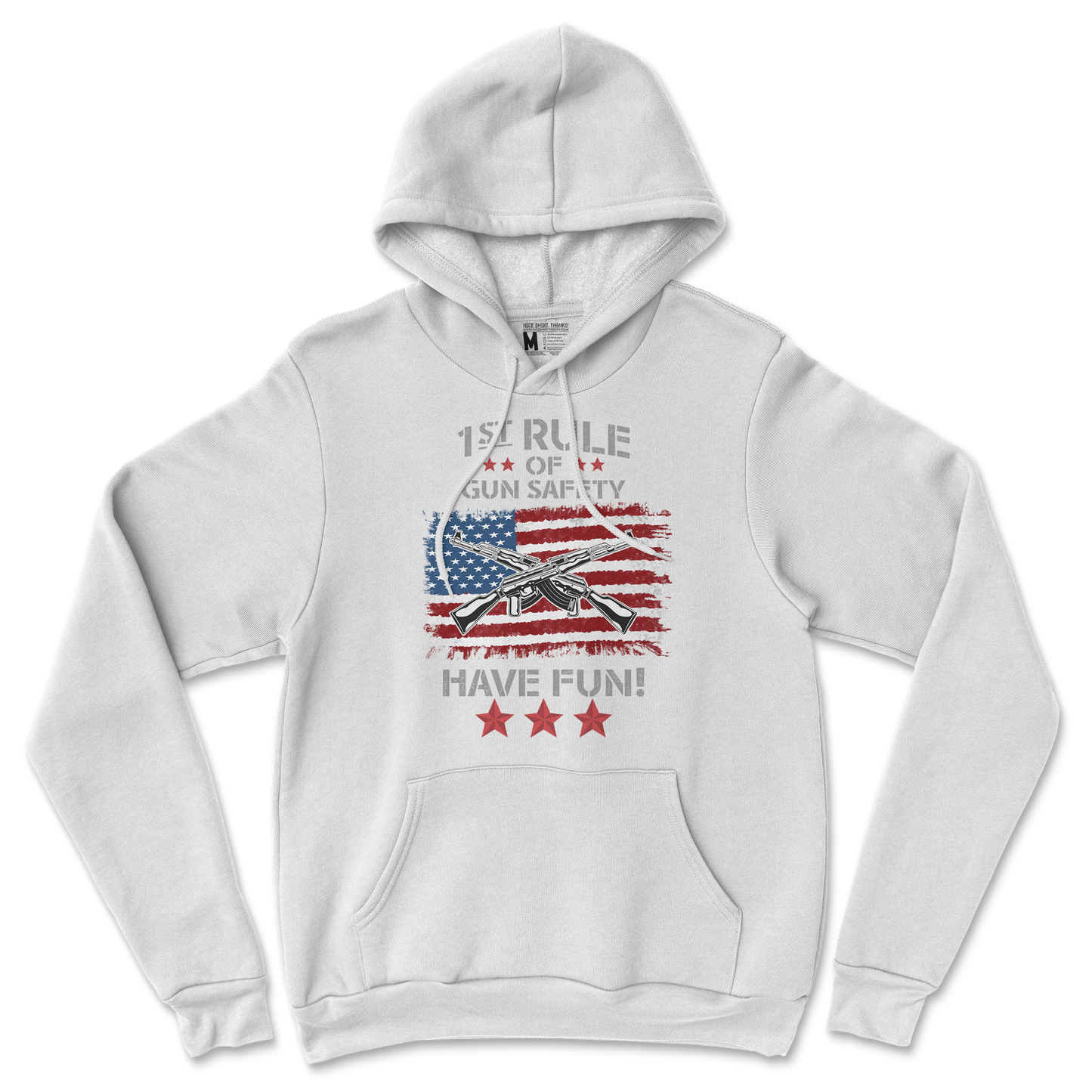 Gildan SoftStyle Hoodie 1st Rule of Gun Safety in White