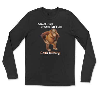 Gildan SoftStyle Long Sleeve Cash Money Monkey  in Black