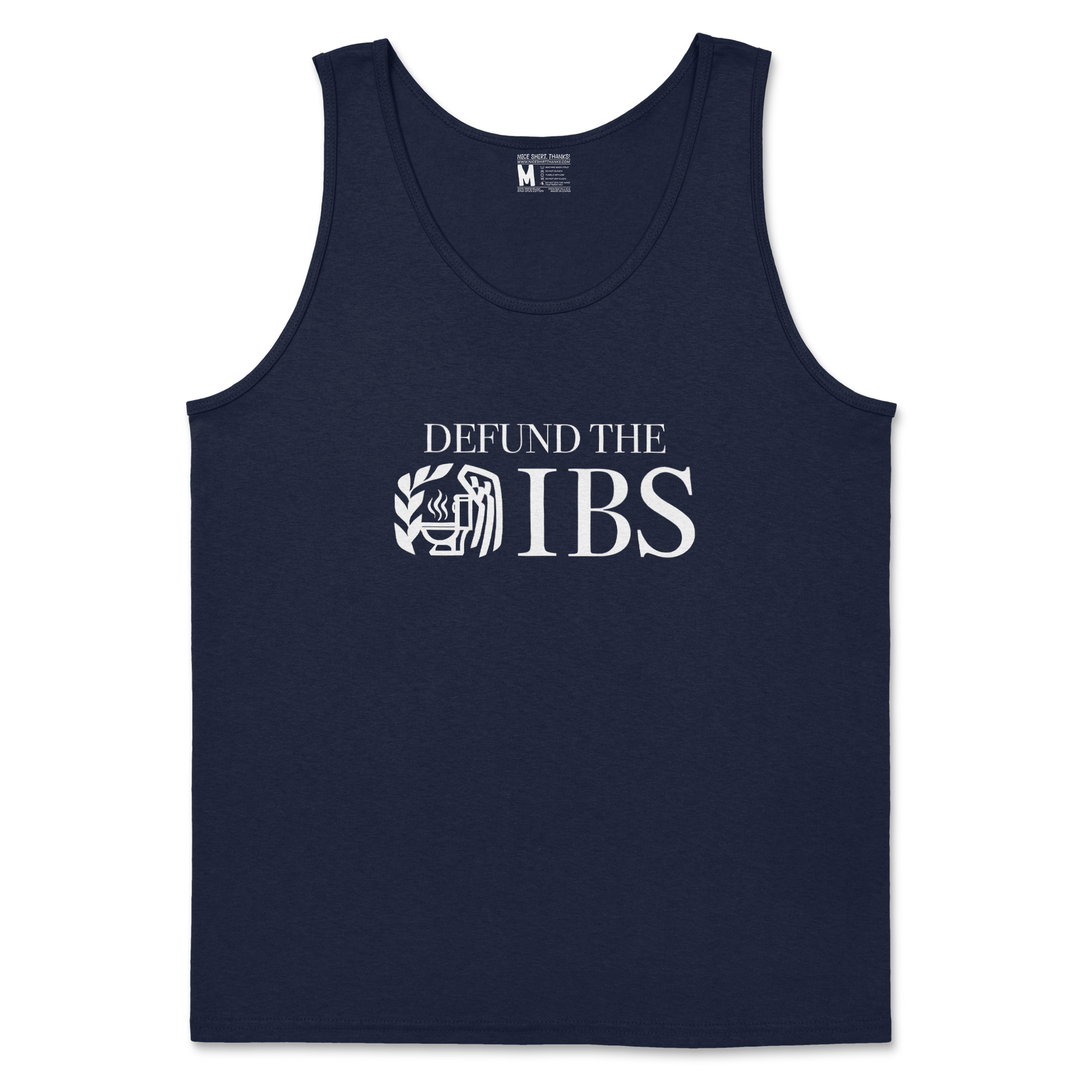 Gildan SoftStyle Tank Top Defund The IBS in Navy