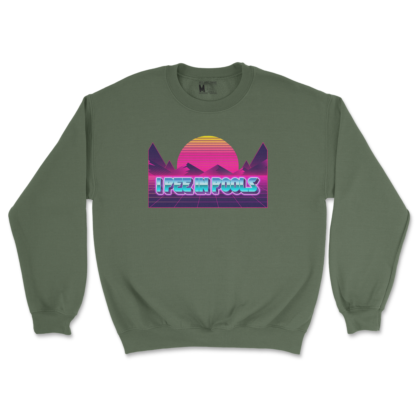 Gildan SoftStyle Crew Neck I Pee in Pools in Military-Green