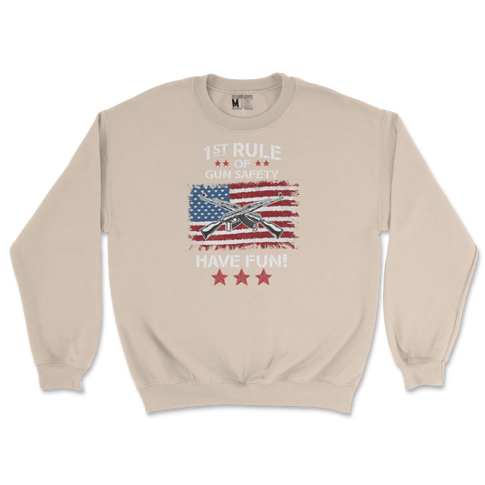 Gildan SoftStyle Crew Neck 1st Rule of Gun Safety in Sand