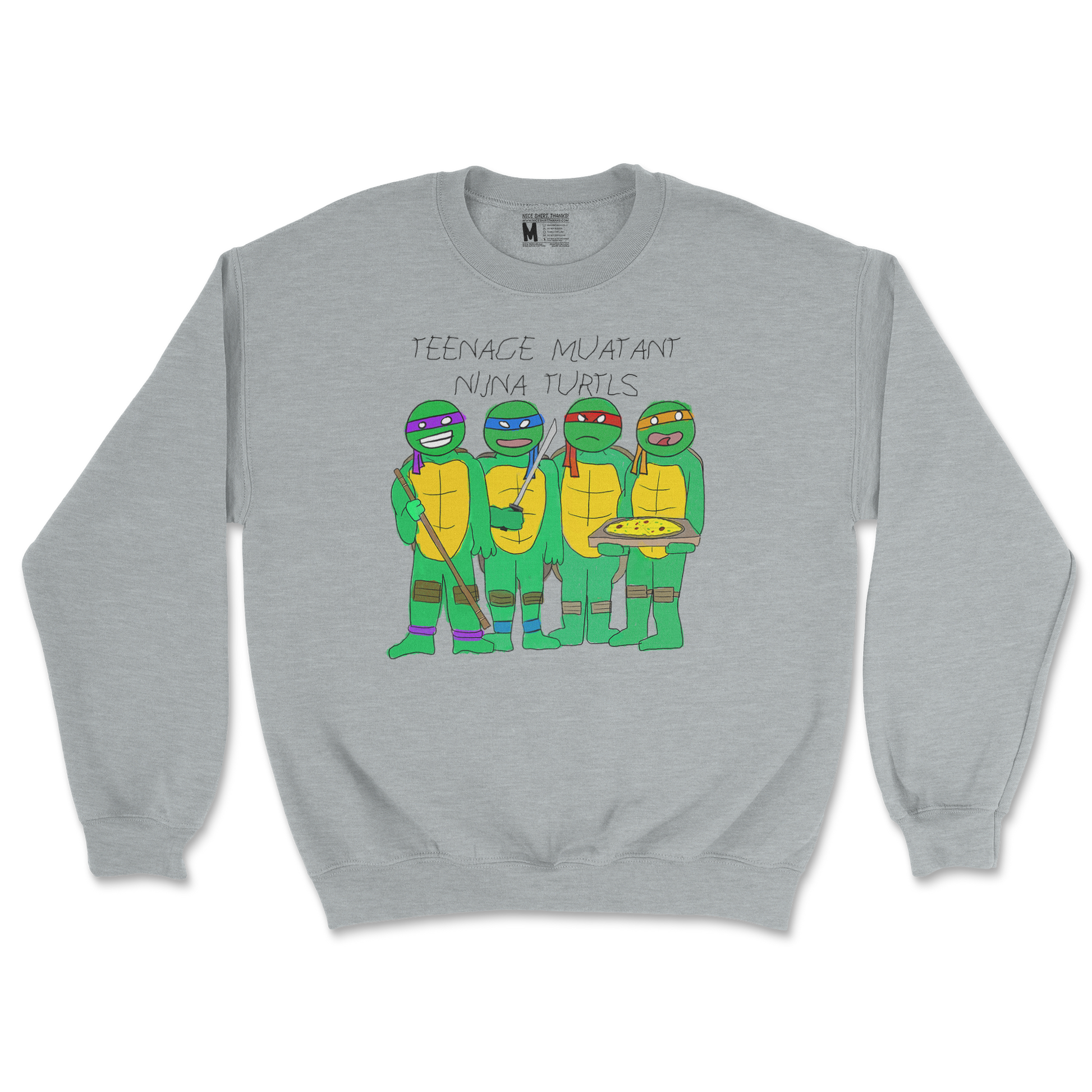 Gildan SoftStyle Crew Neck Ninja Turtles in Sports Grey