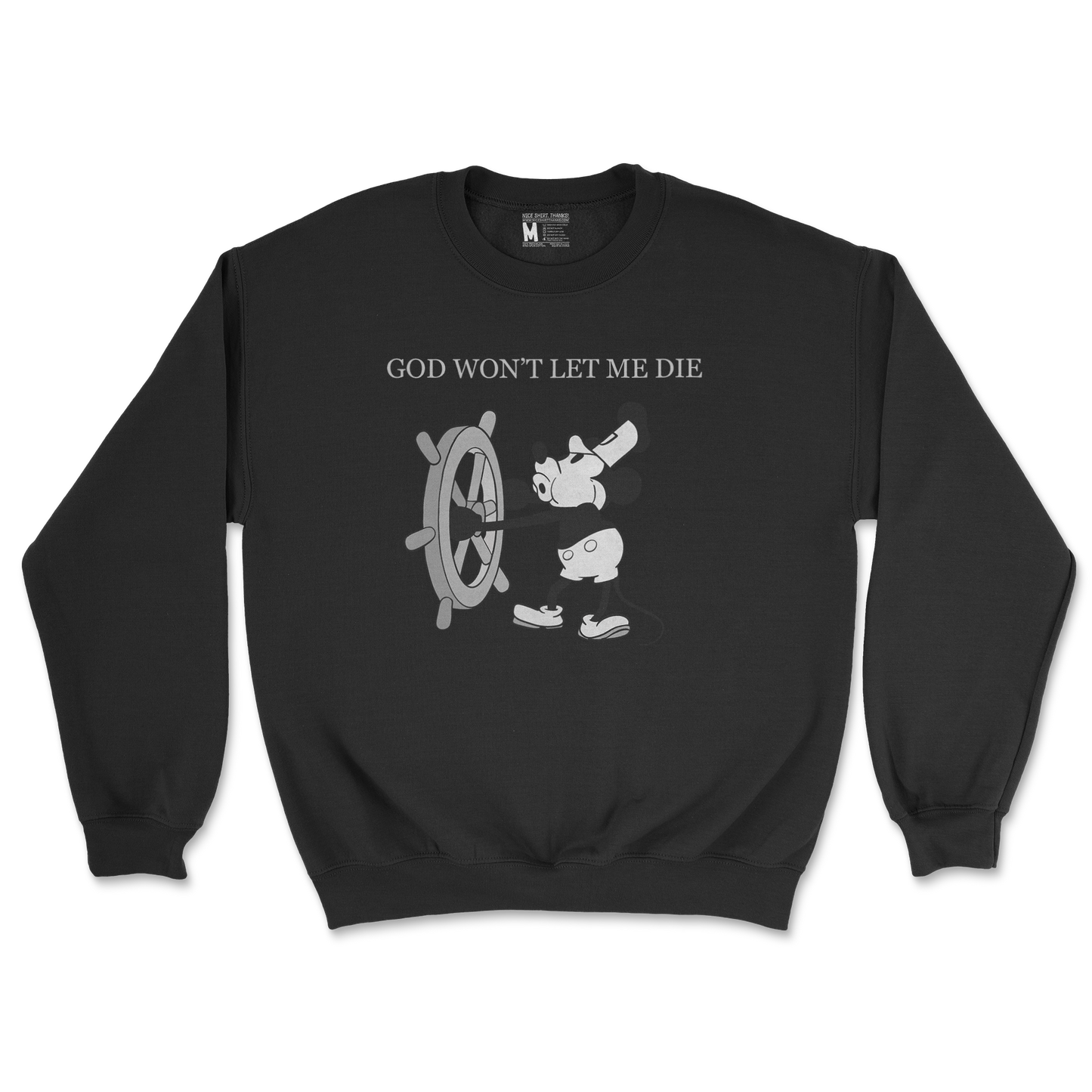 Gildan SoftStyle Crew Neck God Wont Let Me Die in Black