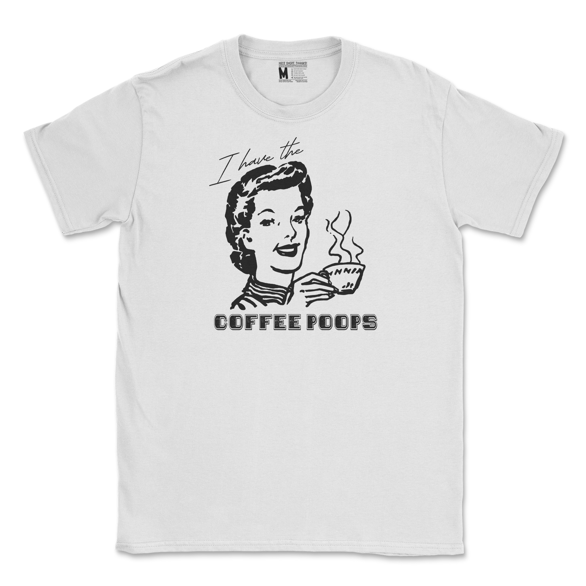 Gildan SoftStyle T-Shirt Coffee Poops  in White