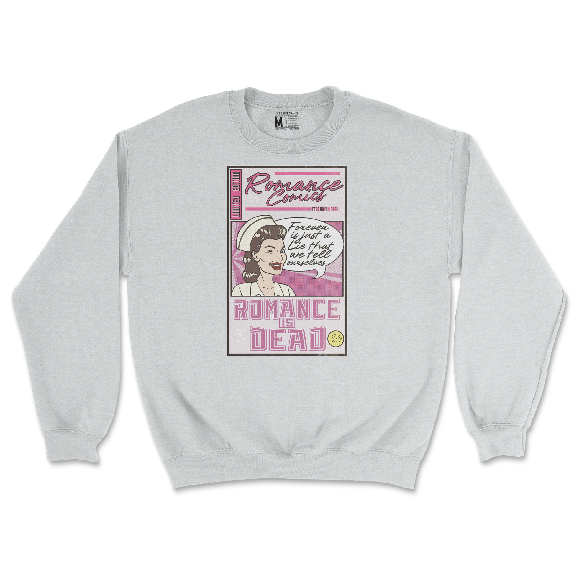 Gildan SoftStyle Crew Neck Romance is Dead in Sports-Grey