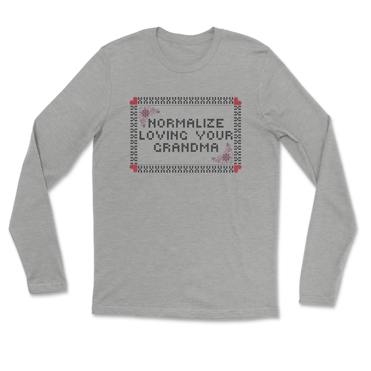 Heavy Blend Long Sleeve Cross Stitch in Grey Heather