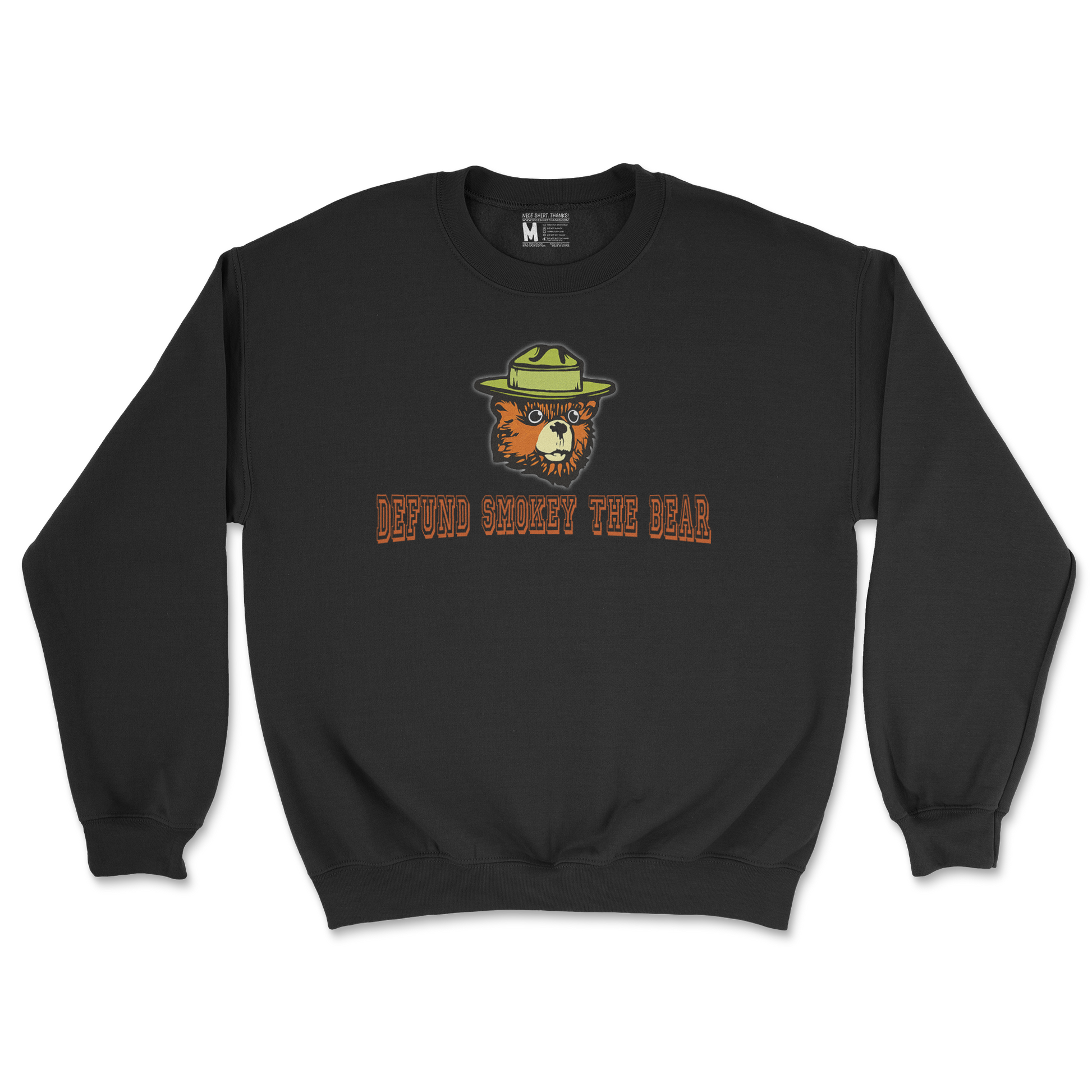 Heavy Blend Crew Neck Defund Smokey Bear in Black