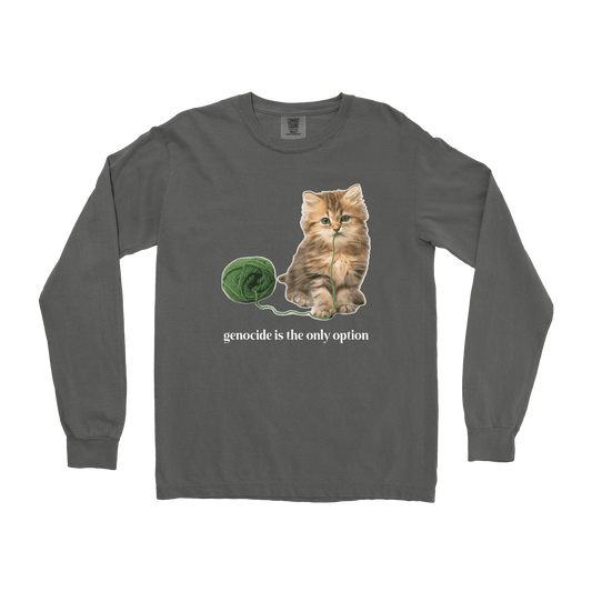 Comfort Colors Long Sleeve Genocide Kitty  in Pepper