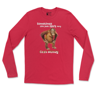 Gildan SoftStyle Long Sleeve Cash Money Monkey  in Red