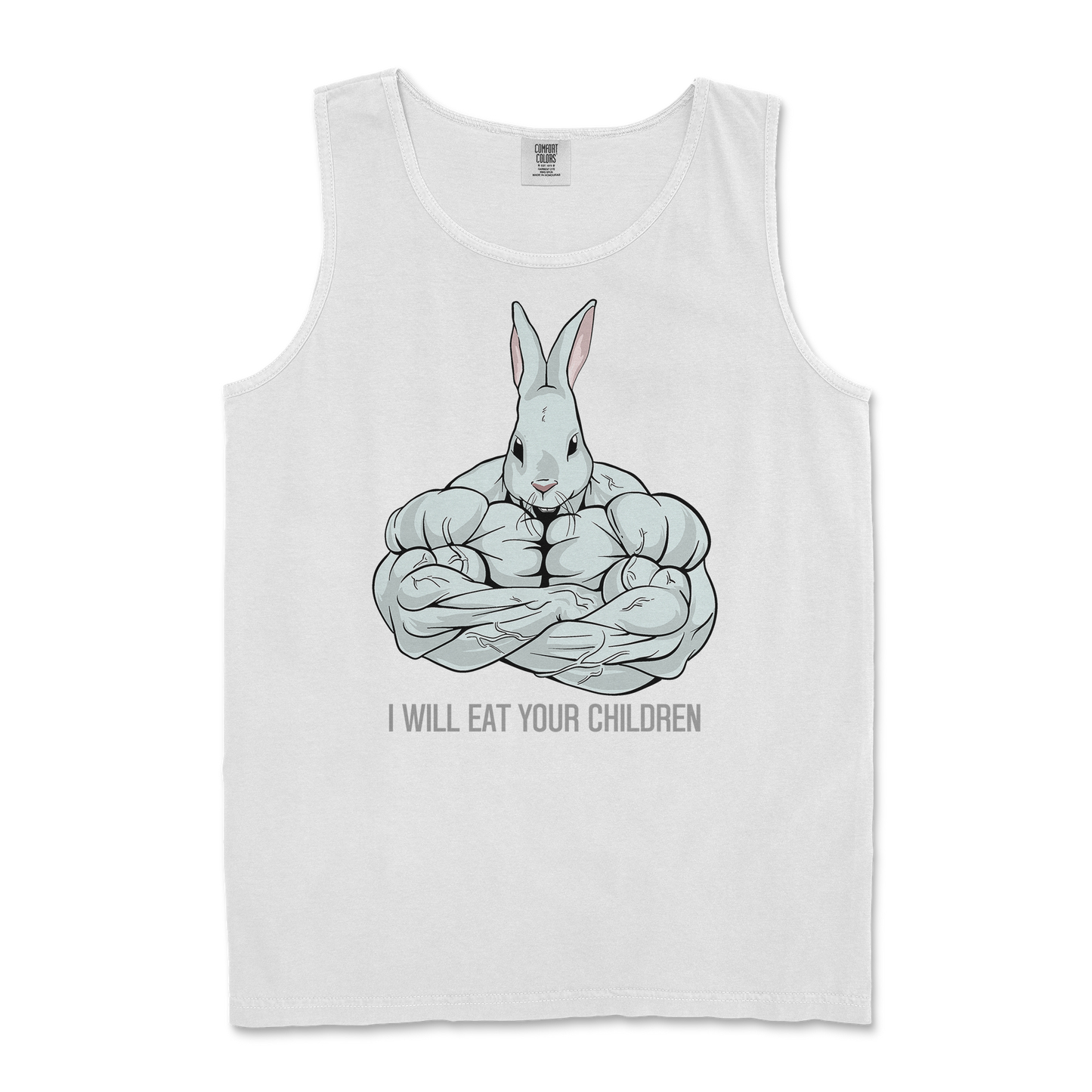 Comfort Colors Tank Top Scary Rabbit in White