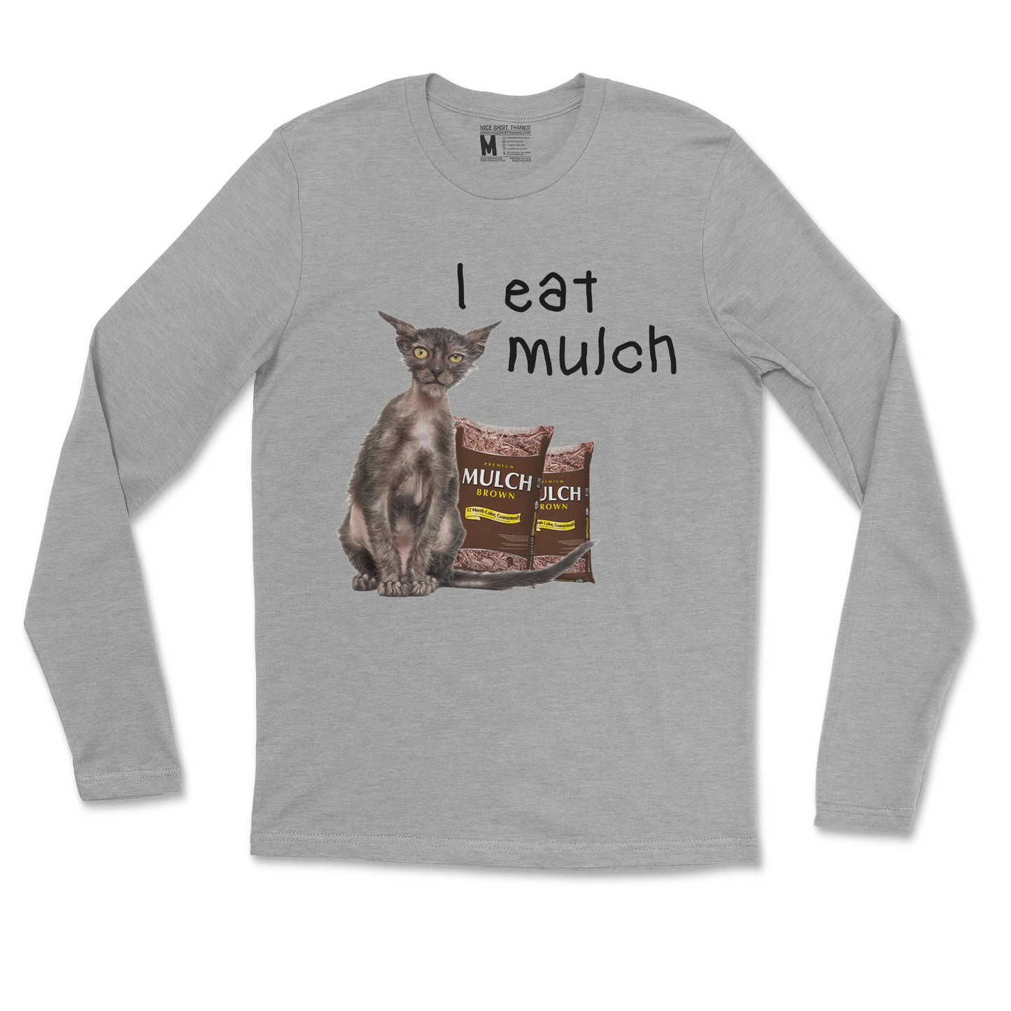 Gildan SoftStyle Long Sleeve I Eat Mulch in Sports Grey