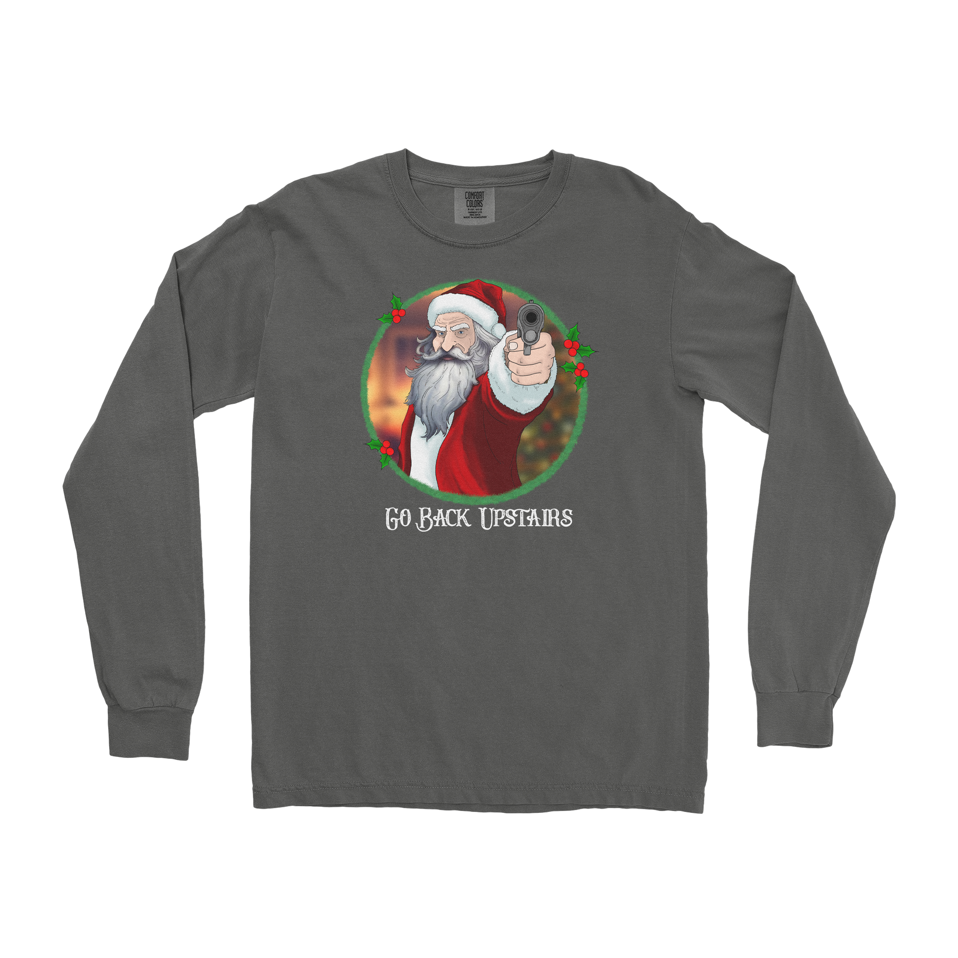 Comfort Colors Long Sleeve Angry Santa  in Pepper