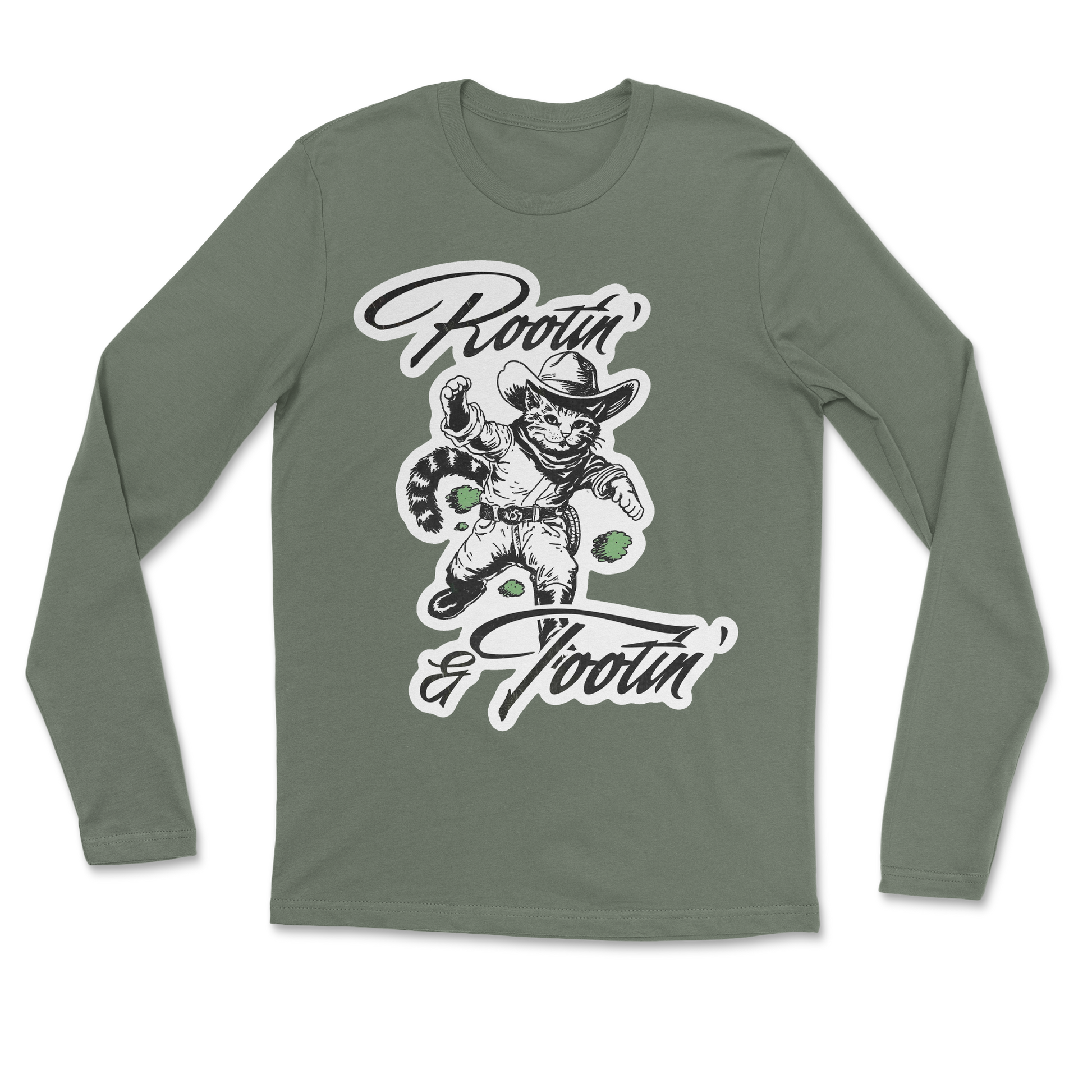 The Nice Shirt Long Sleeve Rootin Tootin  in Military-Green