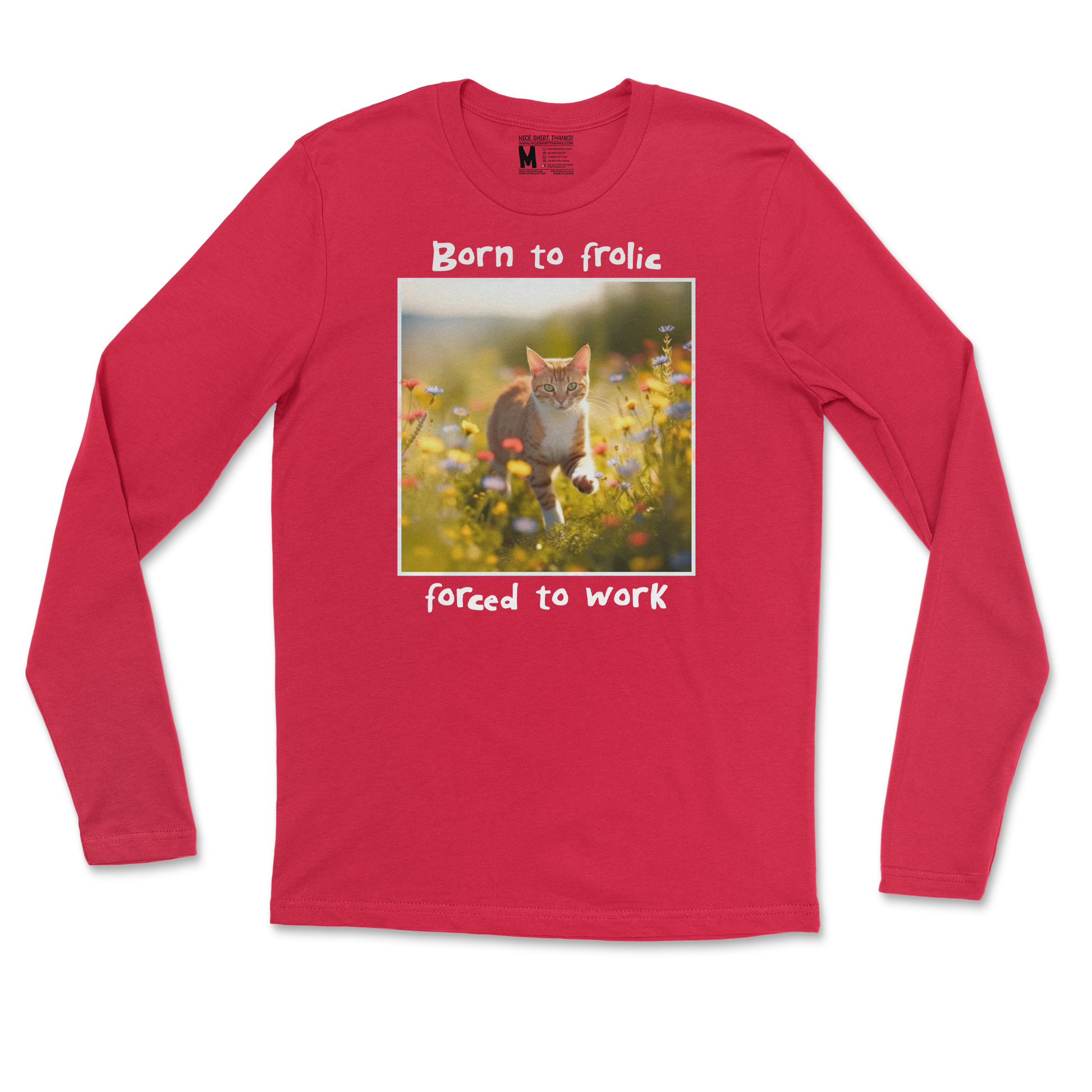 Gildan SoftStyle Long Sleeve Born to Frolic  in Red