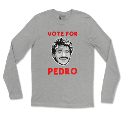 Gildan SoftStyle Long Sleeve Vote For Pedro in Sports Grey