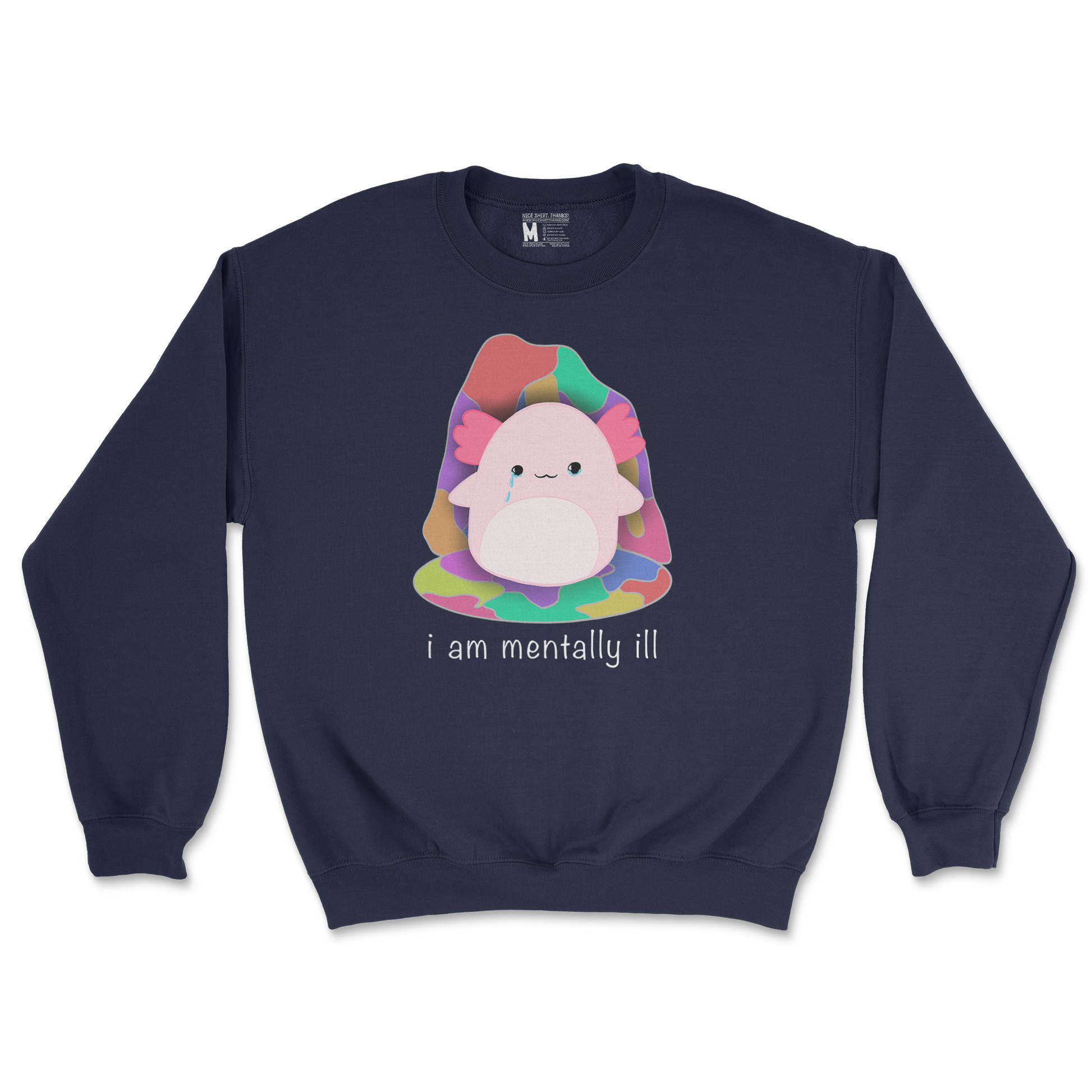 Gildan SoftStyle Crew Neck Mentally Ill and Squishy in Navy