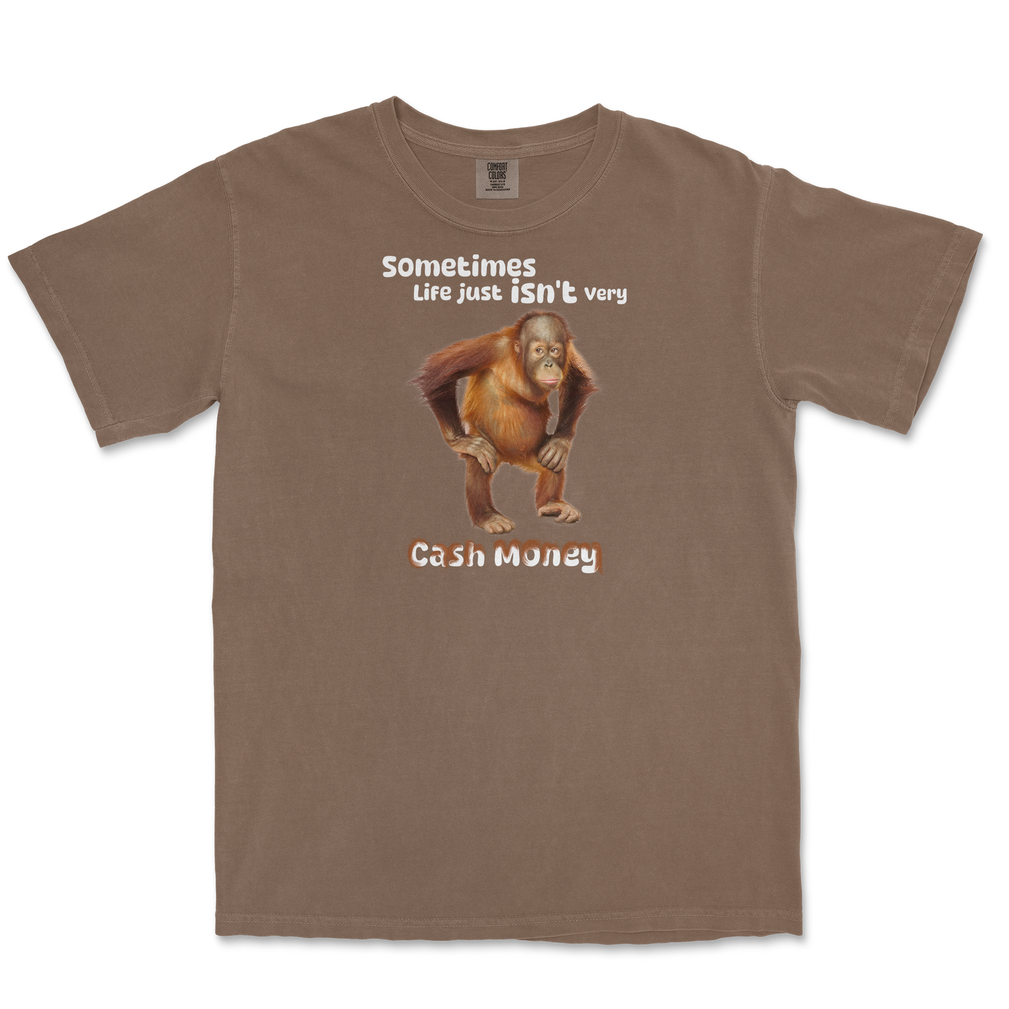 Comfort Colors T-Shirt Cash Money Monkey  in Espresso